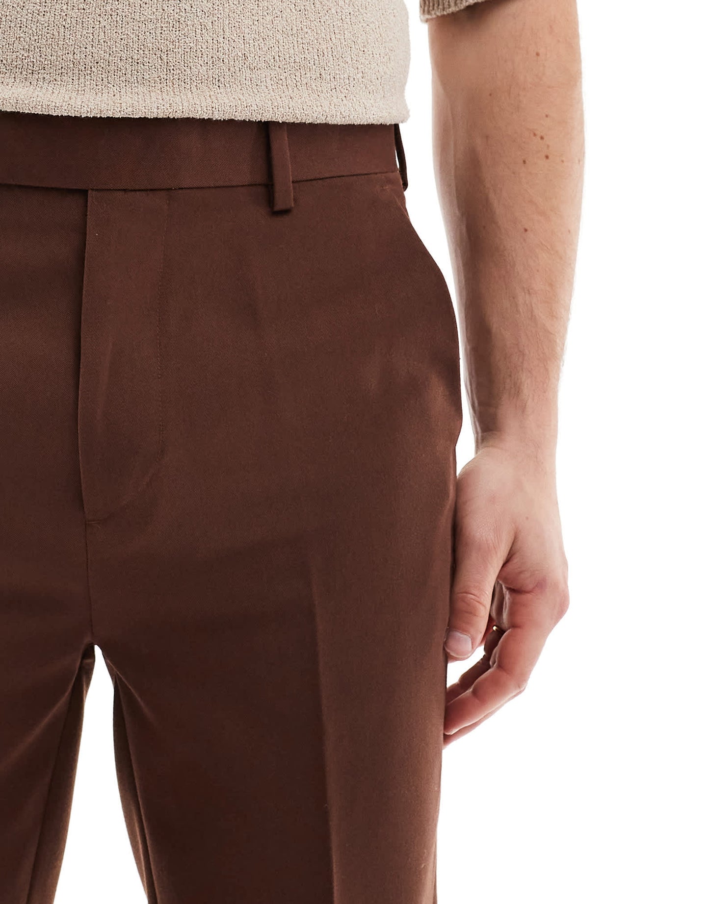ASOS DESIGN smart tapered trousers in brown - ASOS Sample Sale EU Store