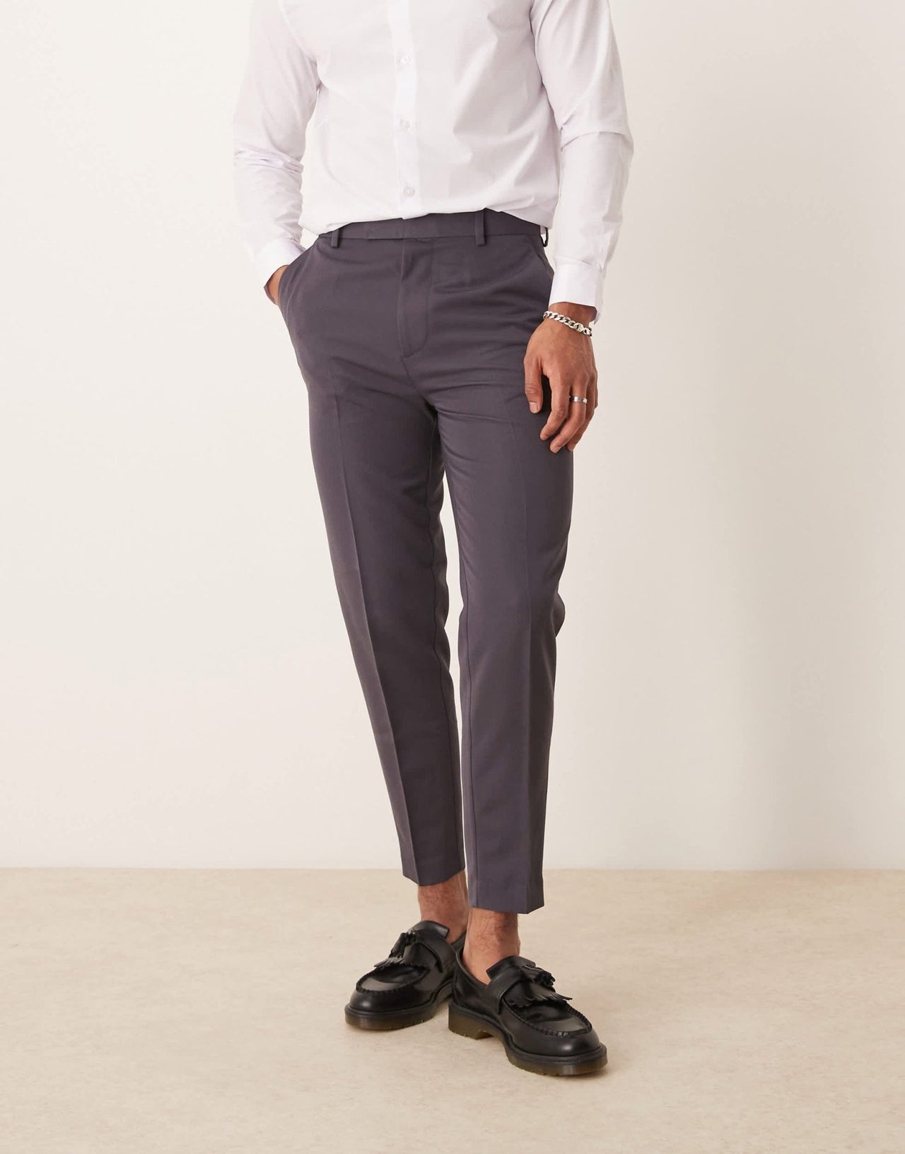 ASOS DESIGN smart tapered trousers in charcoal - ASOS Sample Sale EU Store