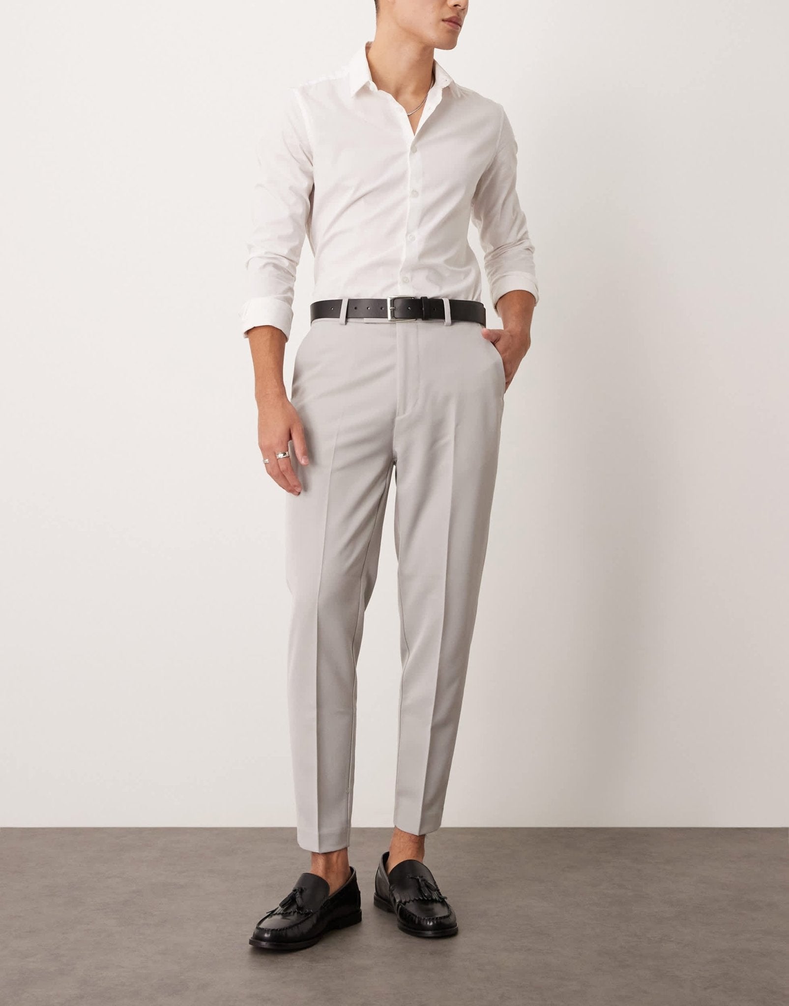 ASOS DESIGN smart tapered trousers in light grey - ASOS Sample Sale EU Store