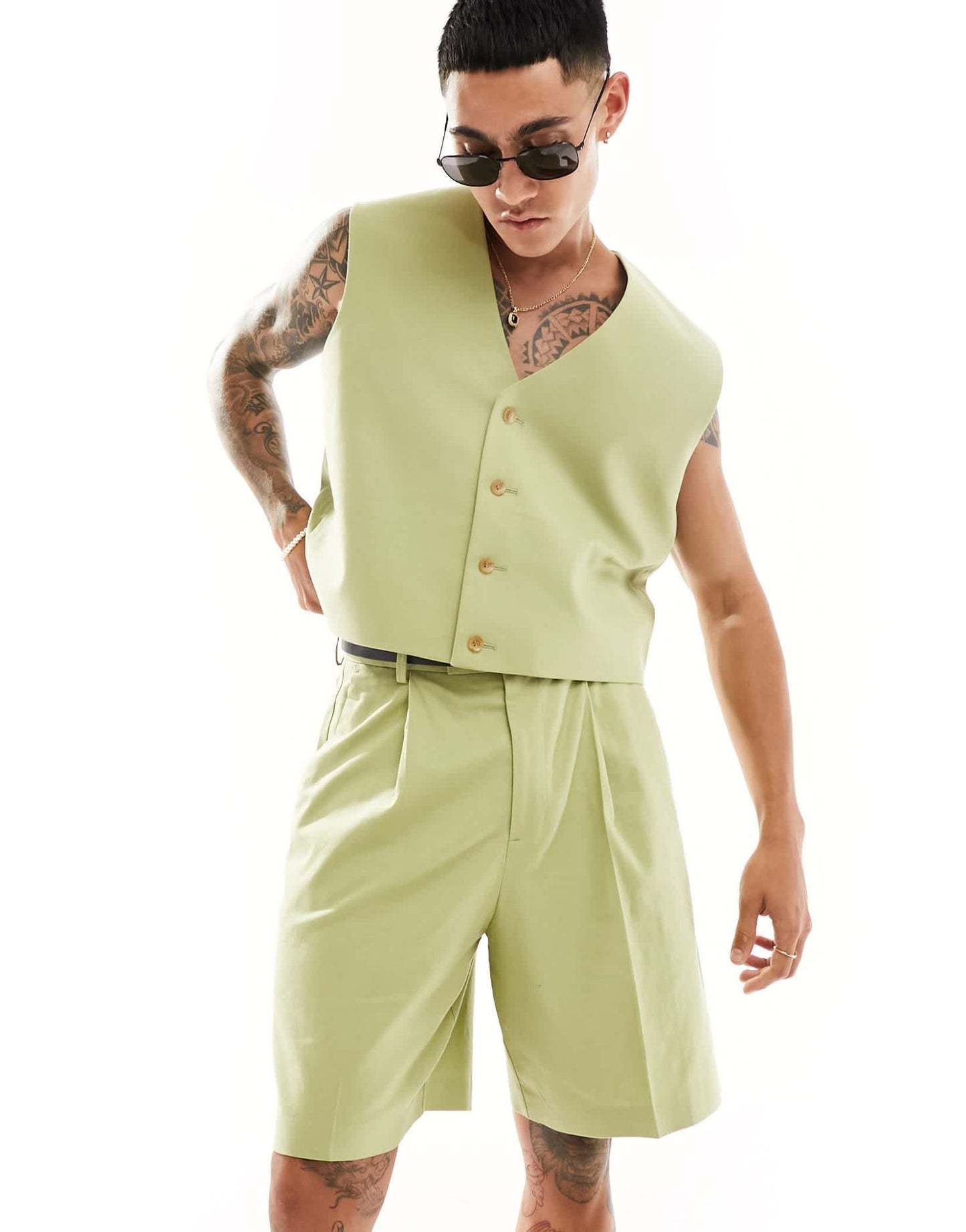 ASOS DESIGN smart wide leg linen blend wide shorts in brown - ASOS Sample Sale EU Store