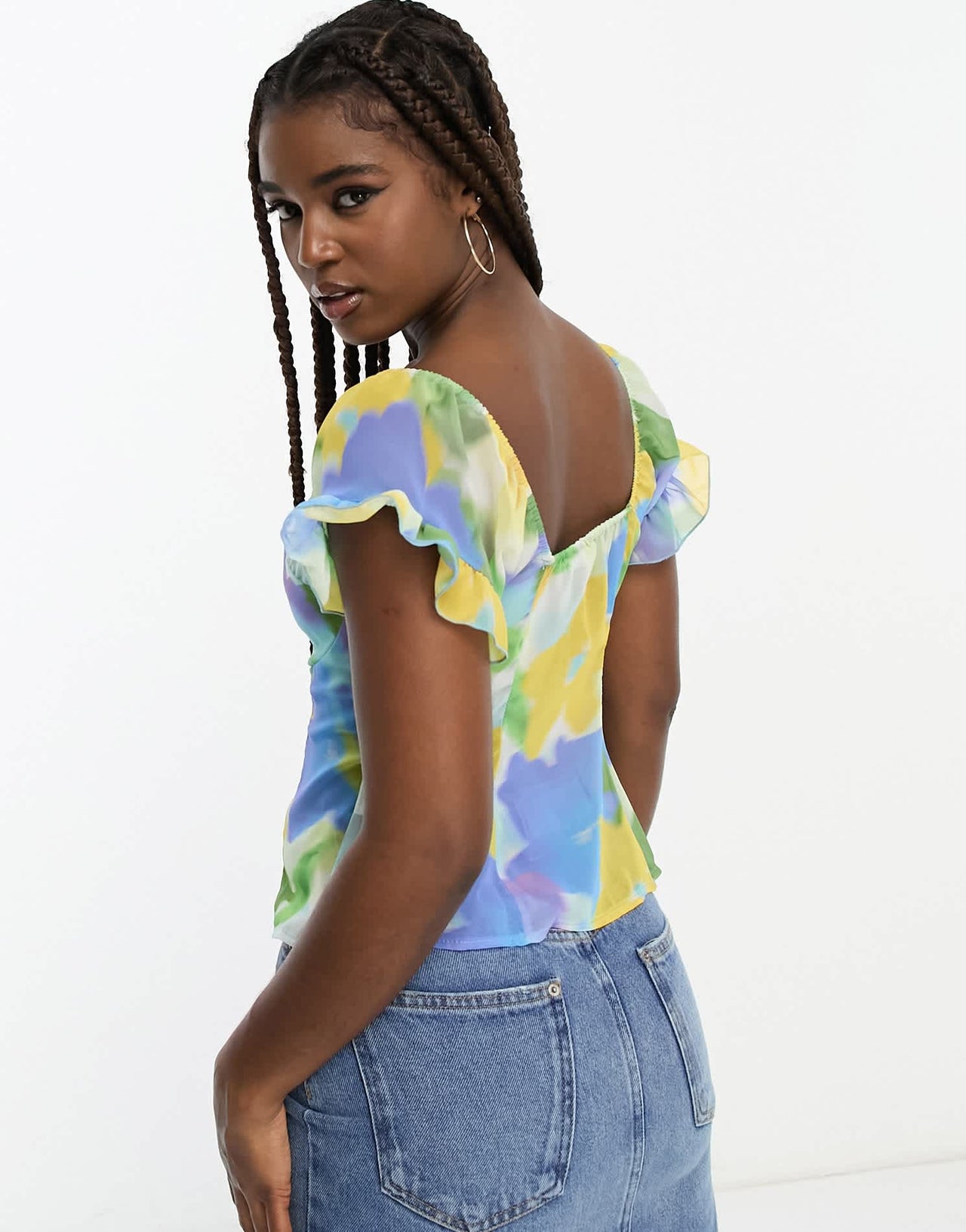 ASOS DESIGN soft corset top with hook & eye in blurred floral print - ASOS Sample Sale EU Store