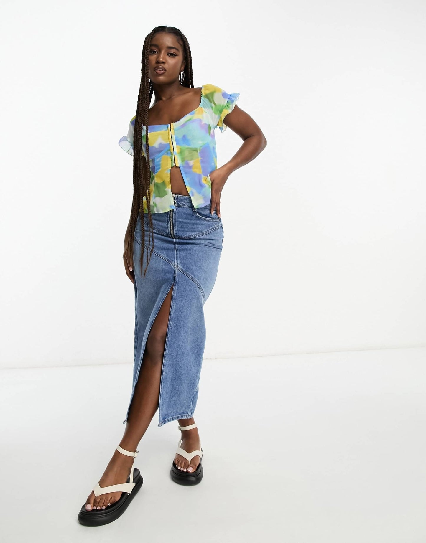 ASOS DESIGN soft corset top with hook & eye in blurred floral print - ASOS Sample Sale EU Store