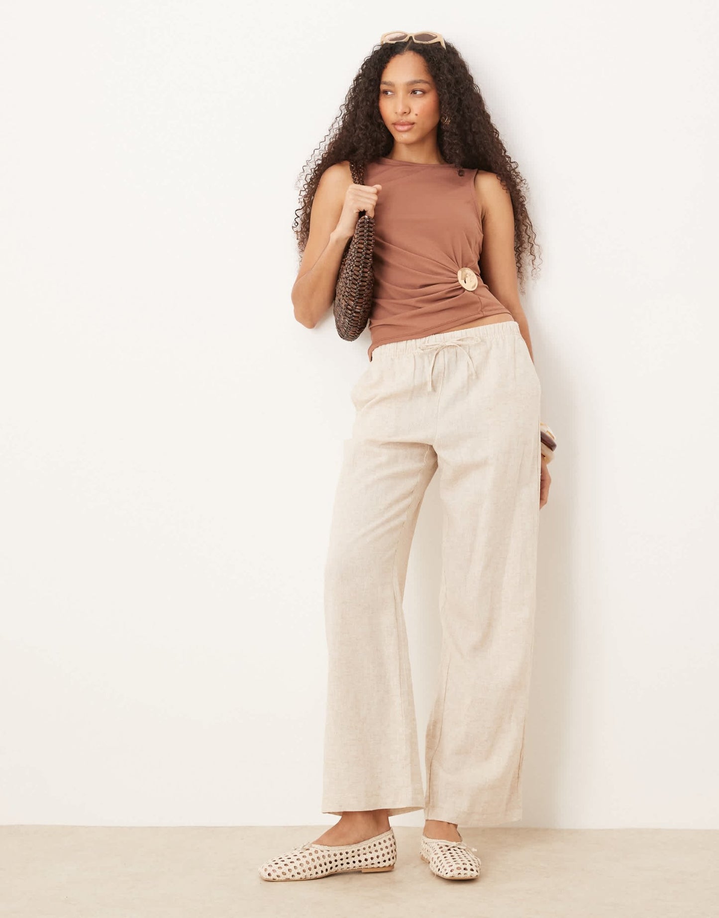 ASOS DESIGN soft cotton touch tank with hardware detail in chocolate - ASOS Sample Sale EU Store