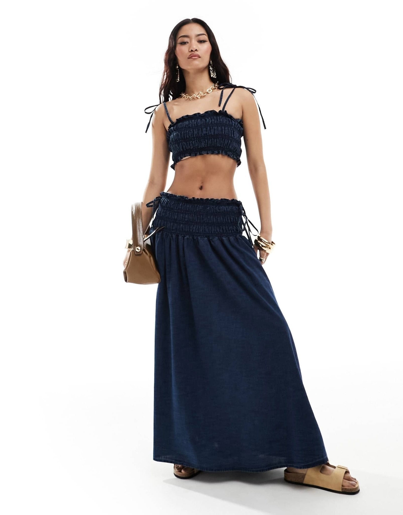 ASOS DESIGN soft denim cami top in dark blue co - ord - ASOS Sample Sale EU Store