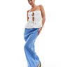 ASOS DESIGN jupe longue biais toucher doux en bleu