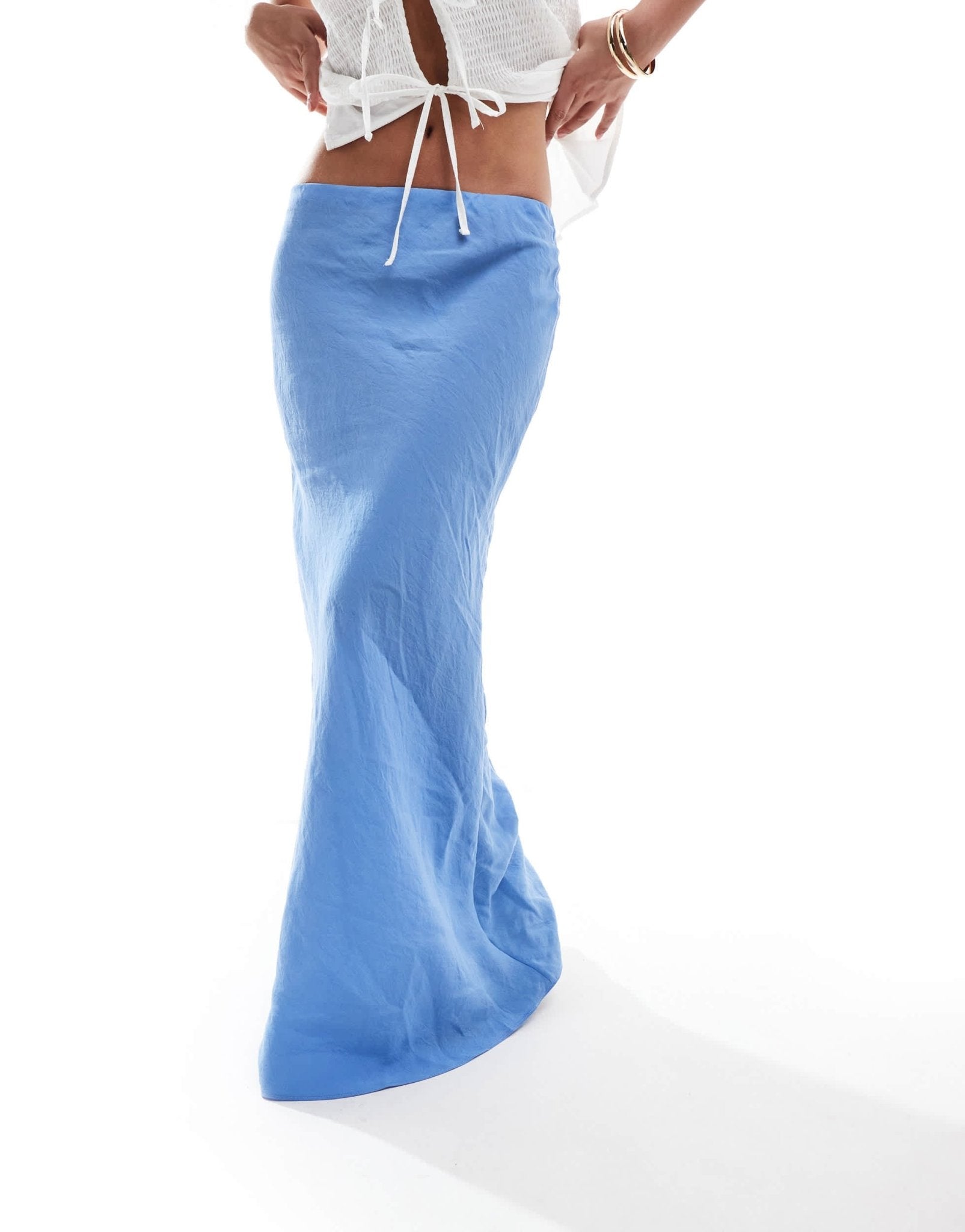ASOS DESIGN soft touch bias maxi skirt in blue - ASOS Sample Sale EU Store