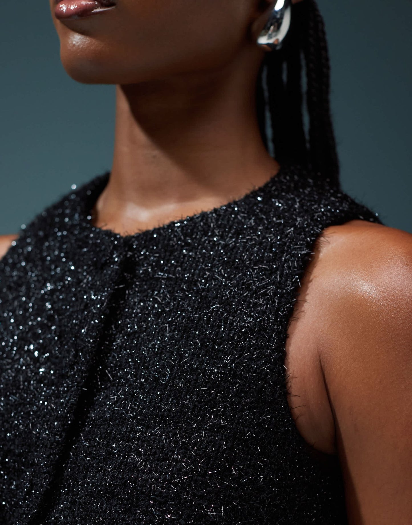 ASOS DESIGN sparkle boucle high neck waistcoat co - ord in black - BLACK - ASOS Sample Sale EU Store
