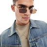 ASOS DESIGN square metal sunglasses with brown lens in gold