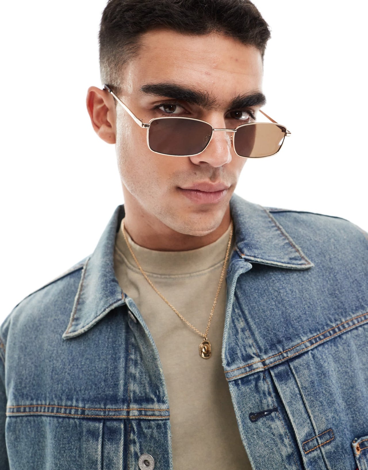 ASOS DESIGN square metal sunglasses with brown lens in gold - ASOS Sample Sale EU Store