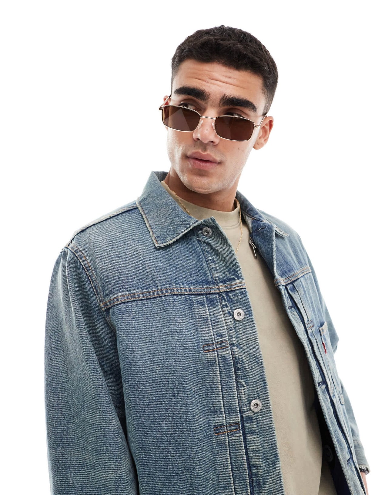 ASOS DESIGN square metal sunglasses with brown lens in gold - ASOS Sample Sale EU Store