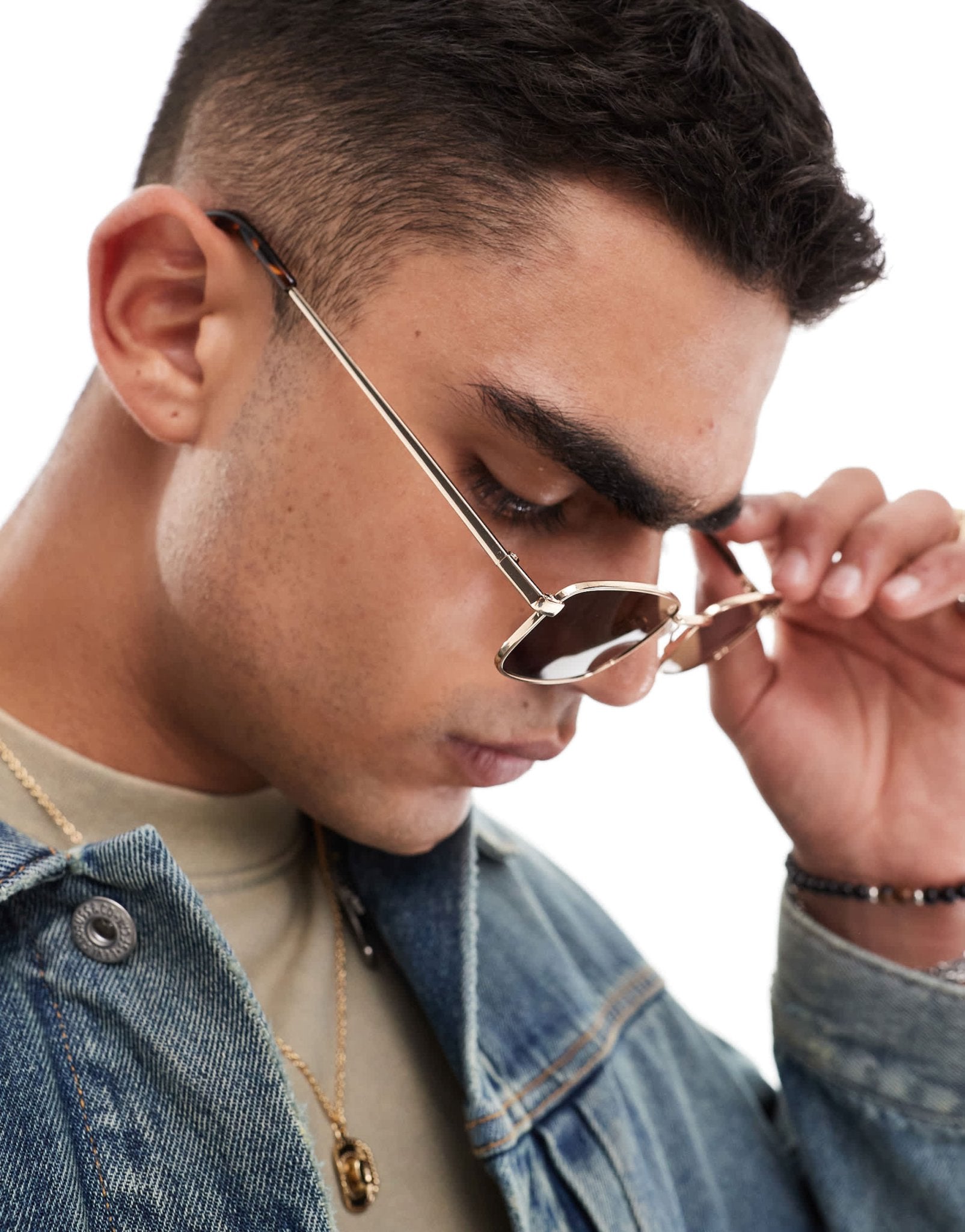 ASOS DESIGN square metal sunglasses with brown lens in gold - ASOS Sample Sale EU Store