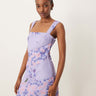 Robe mini en chiffon plissé ASOS DESIGN à encolure carrée imprimé floral violet