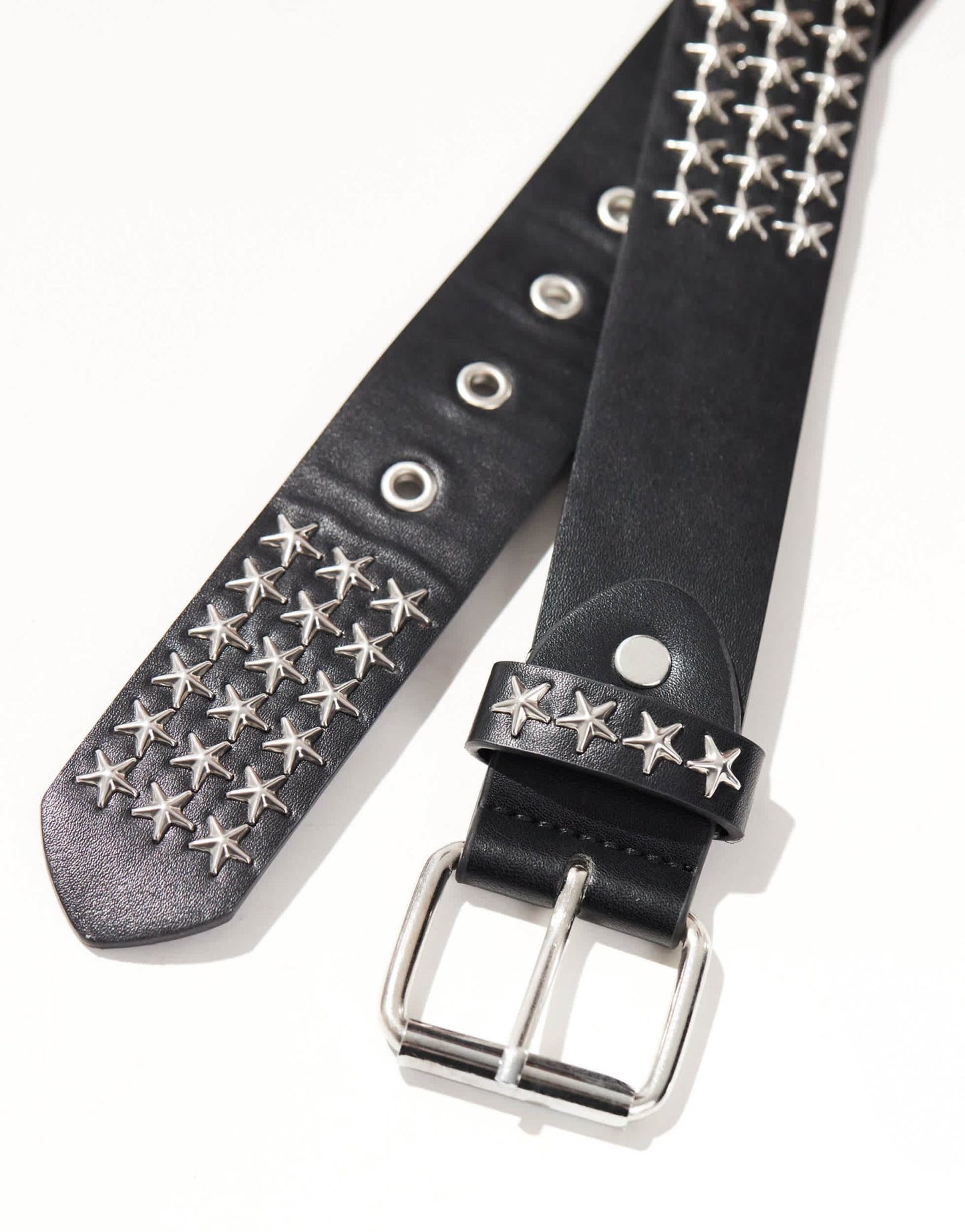 ASOS DESIGN star silver studded belt in black faux leather - ASOS Sample Sale EU Store