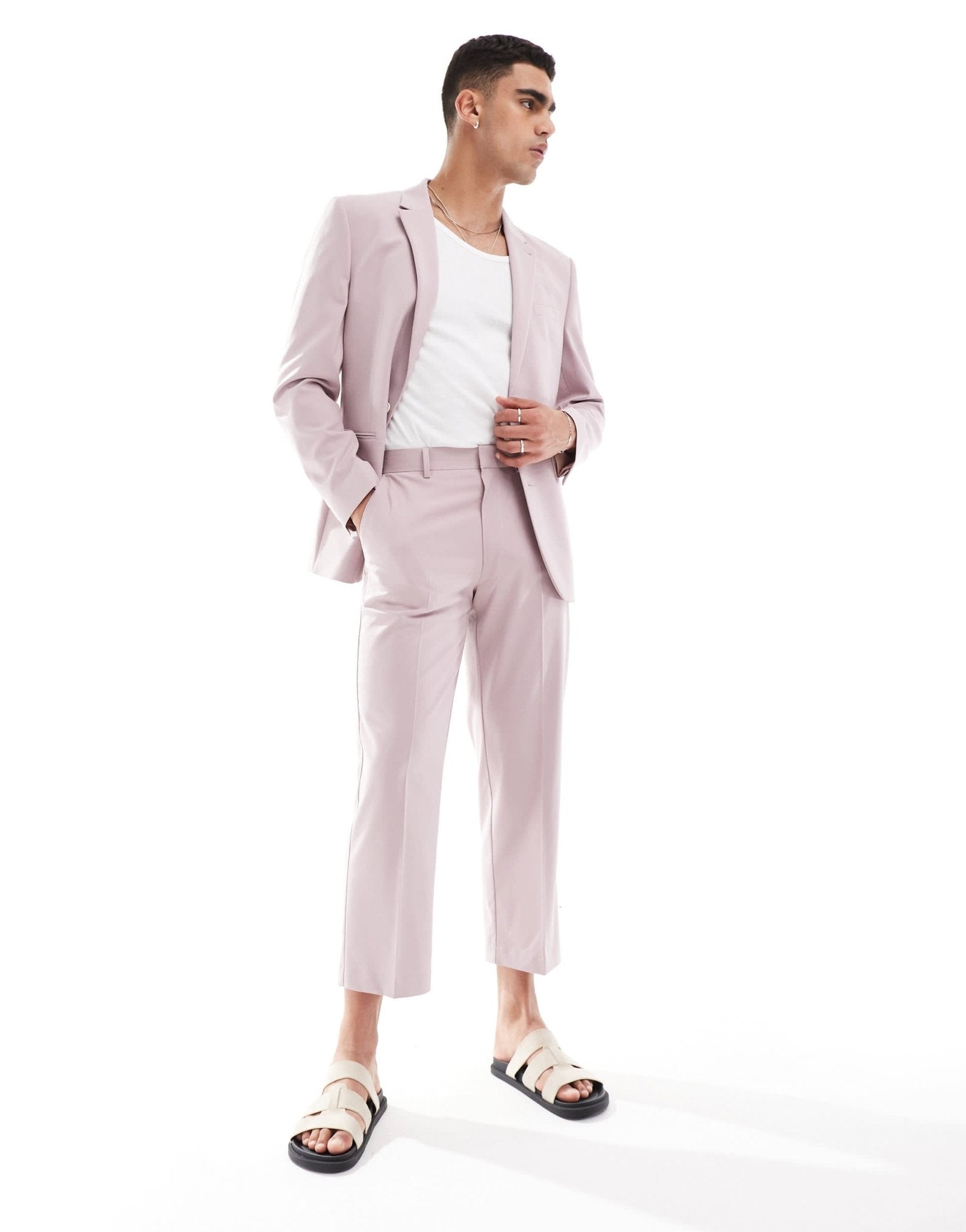 ASOS DESIGN straight crop suit trousers in pink - ASOS Sample Sale EU Store