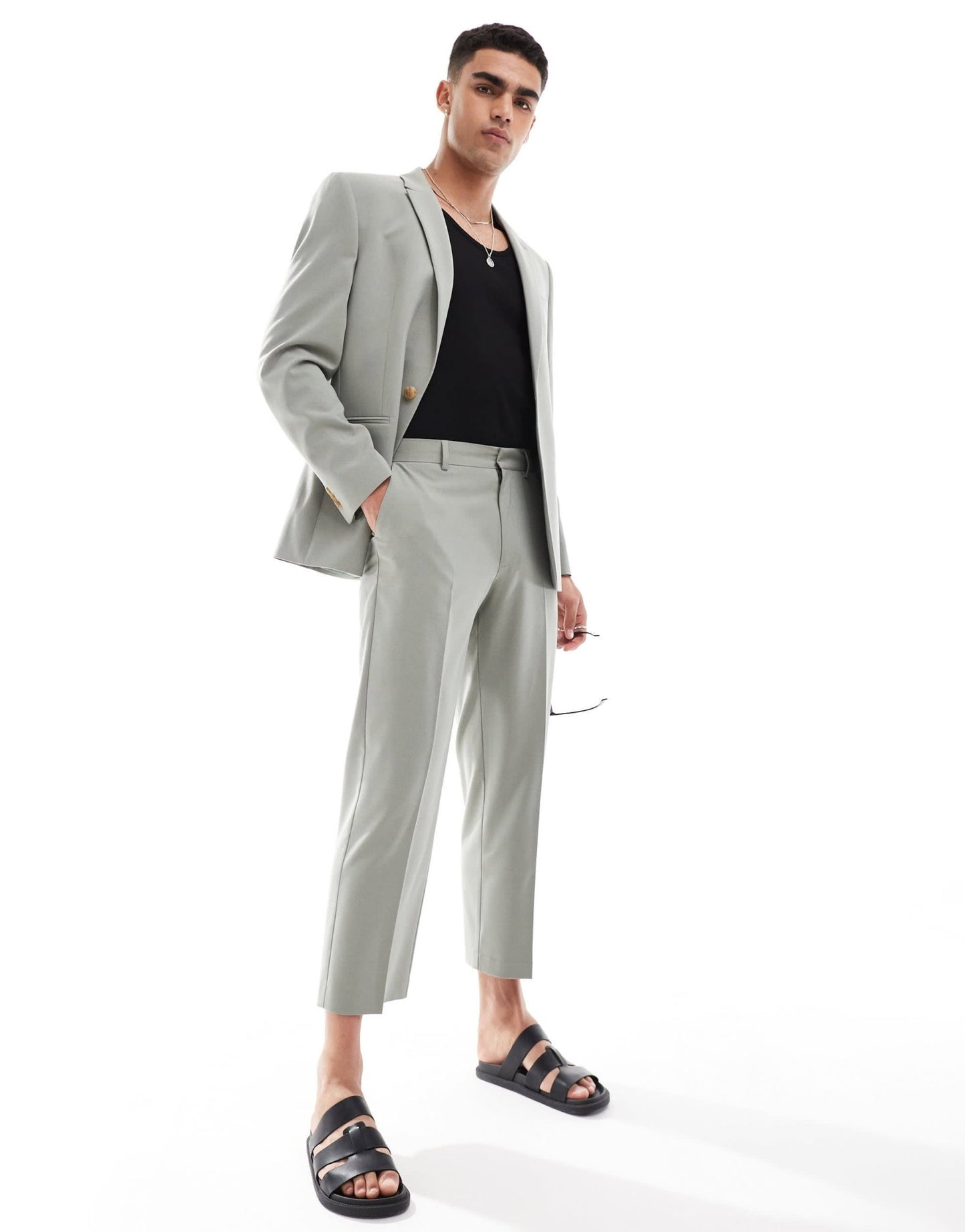 ASOS DESIGN straight crop suit trousers in sage green - ASOS Sample Sale EU Store