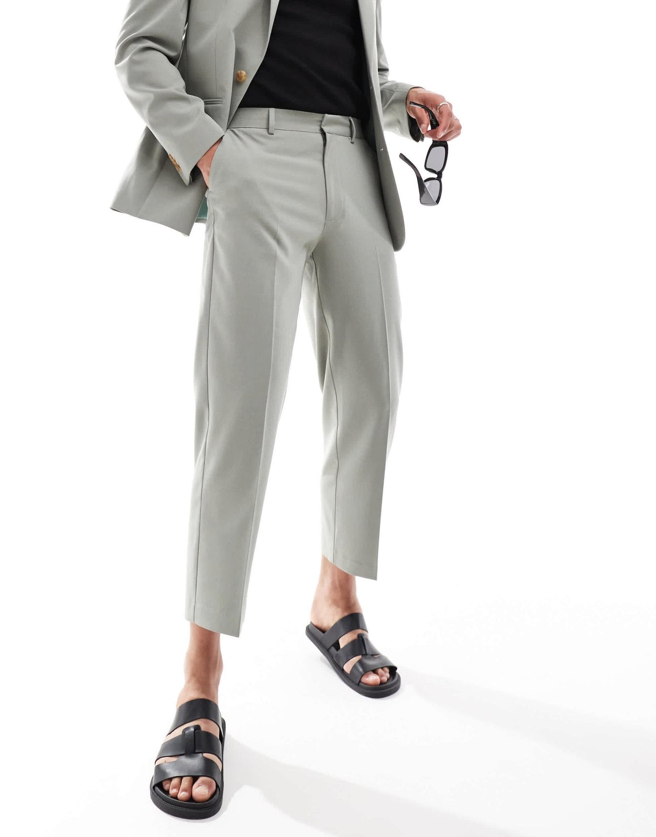 ASOS DESIGN straight crop suit trousers in sage green - ASOS Sample Sale EU Store