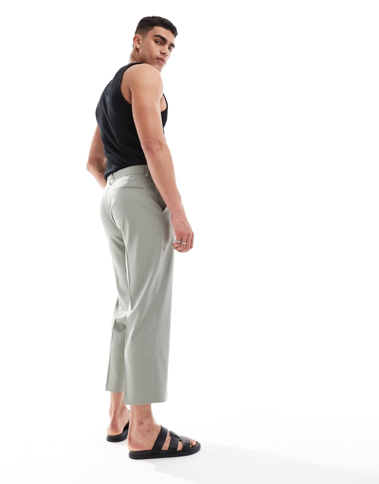 ASOS DESIGN straight crop suit trousers in sage green - ASOS Sample Sale EU Store