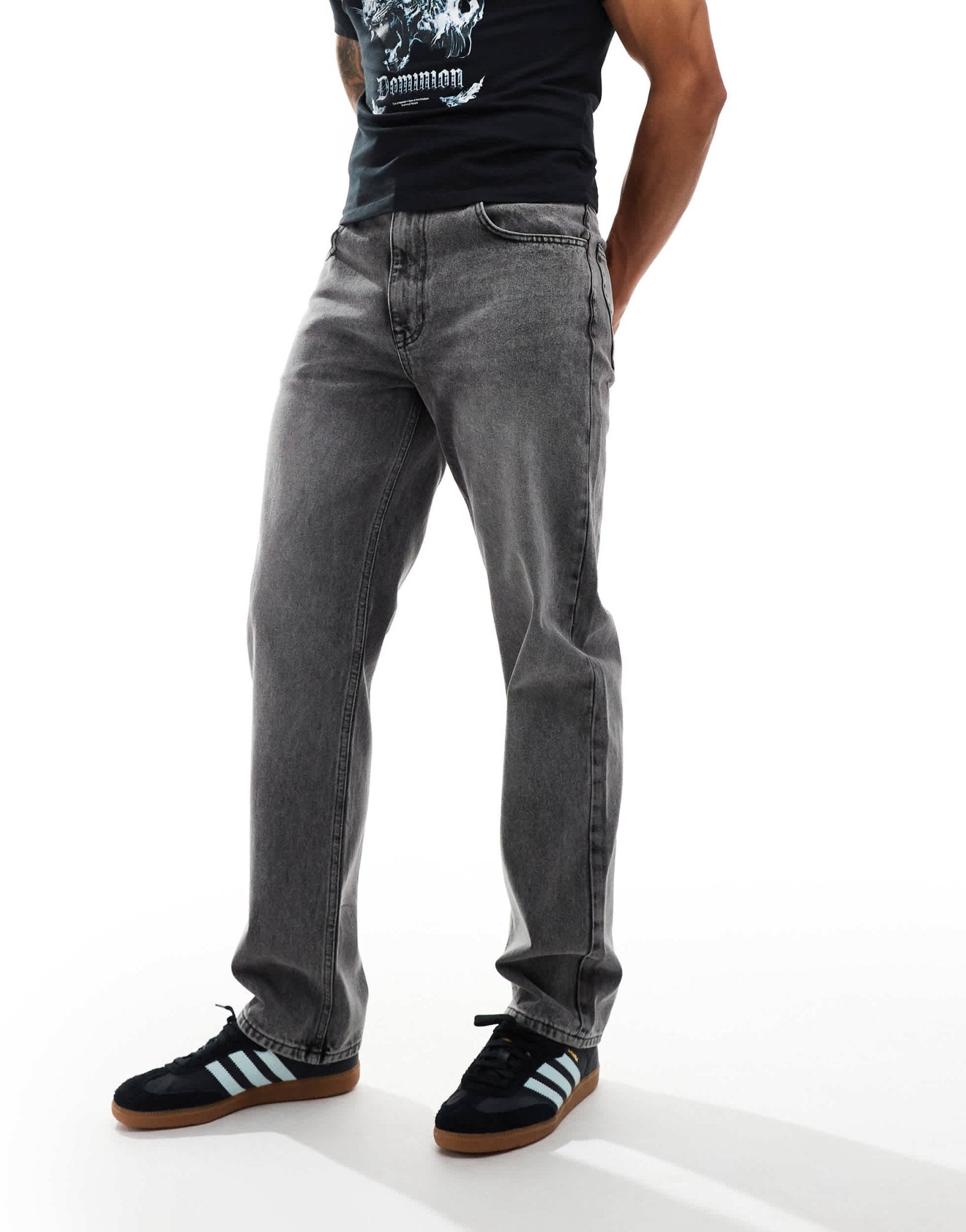 ASOS DESIGN straight jeans in stone wash black - ASOS Sample Sale EU Store