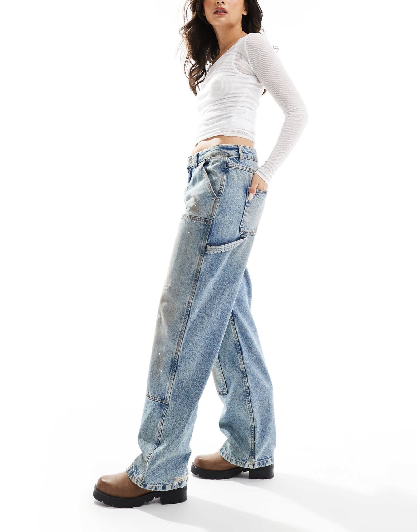 ASOS DESIGN straight leg carpenter jean in vintage wash - ASOS Sample Sale EU Store