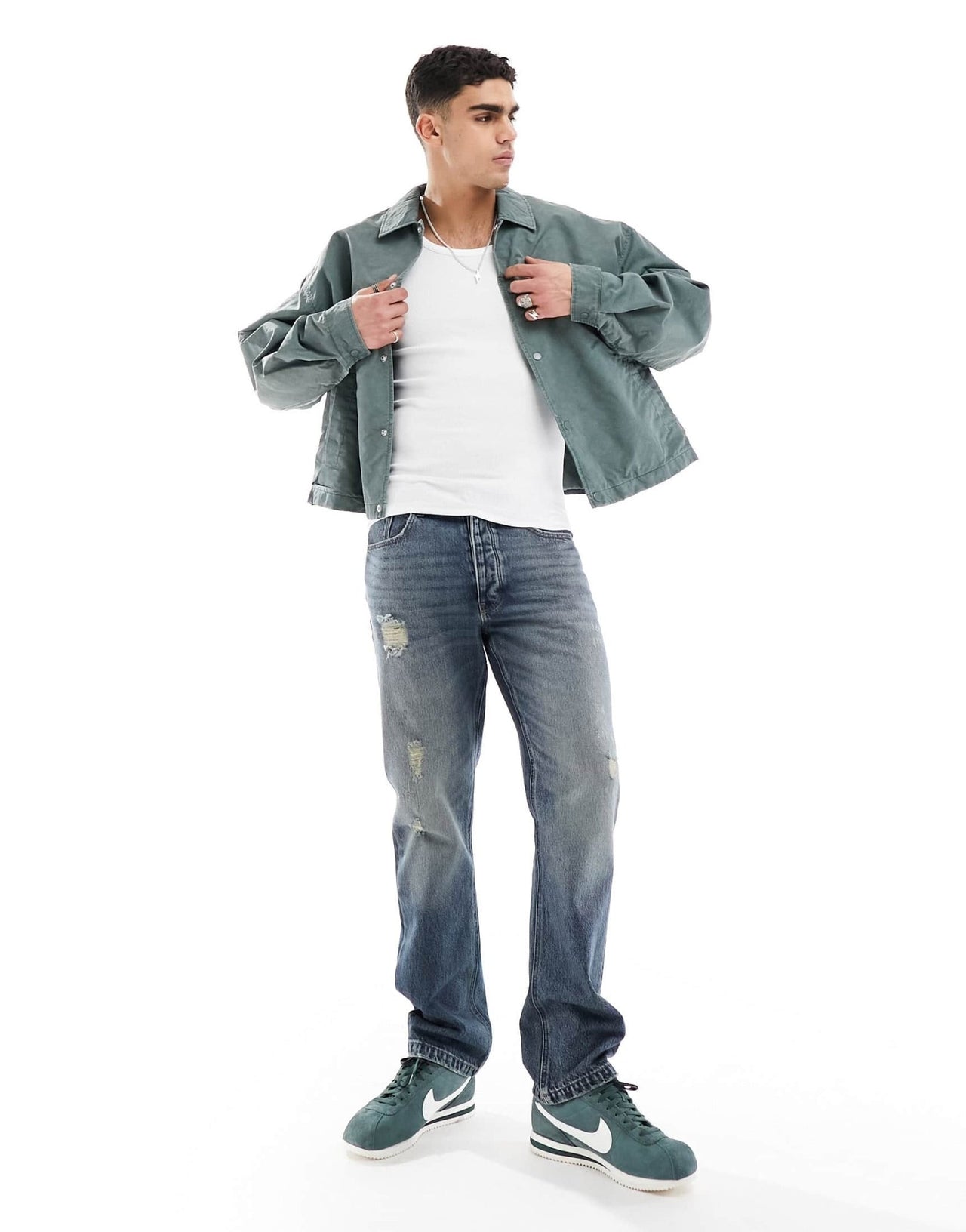 ASOS DESIGN straight leg jeans with abrasions in vintage dark wash - ASOS Sample Sale EU Store