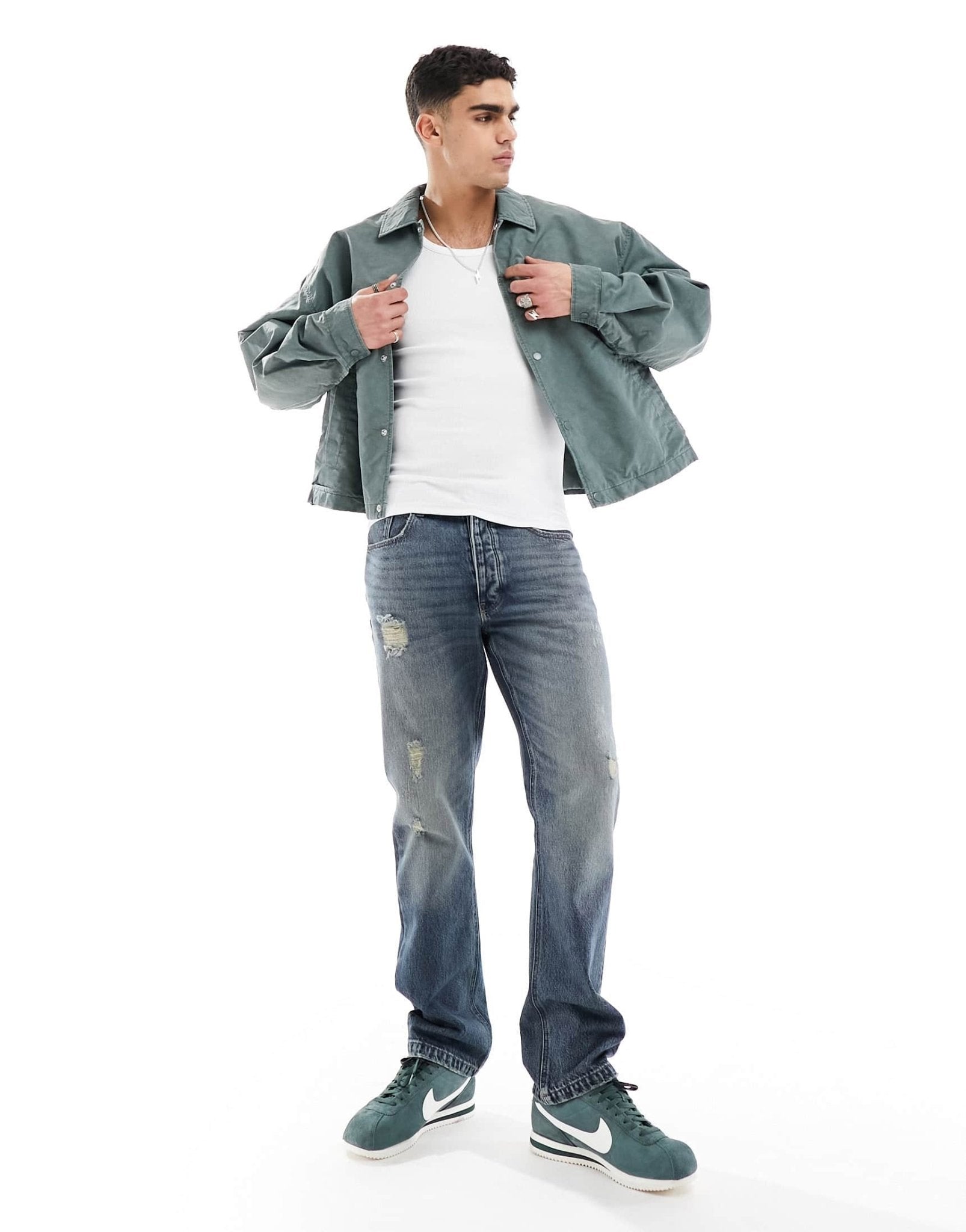 ASOS DESIGN straight leg jeans with abrasions in vintage dark wash - ASOS Sample Sale EU Store