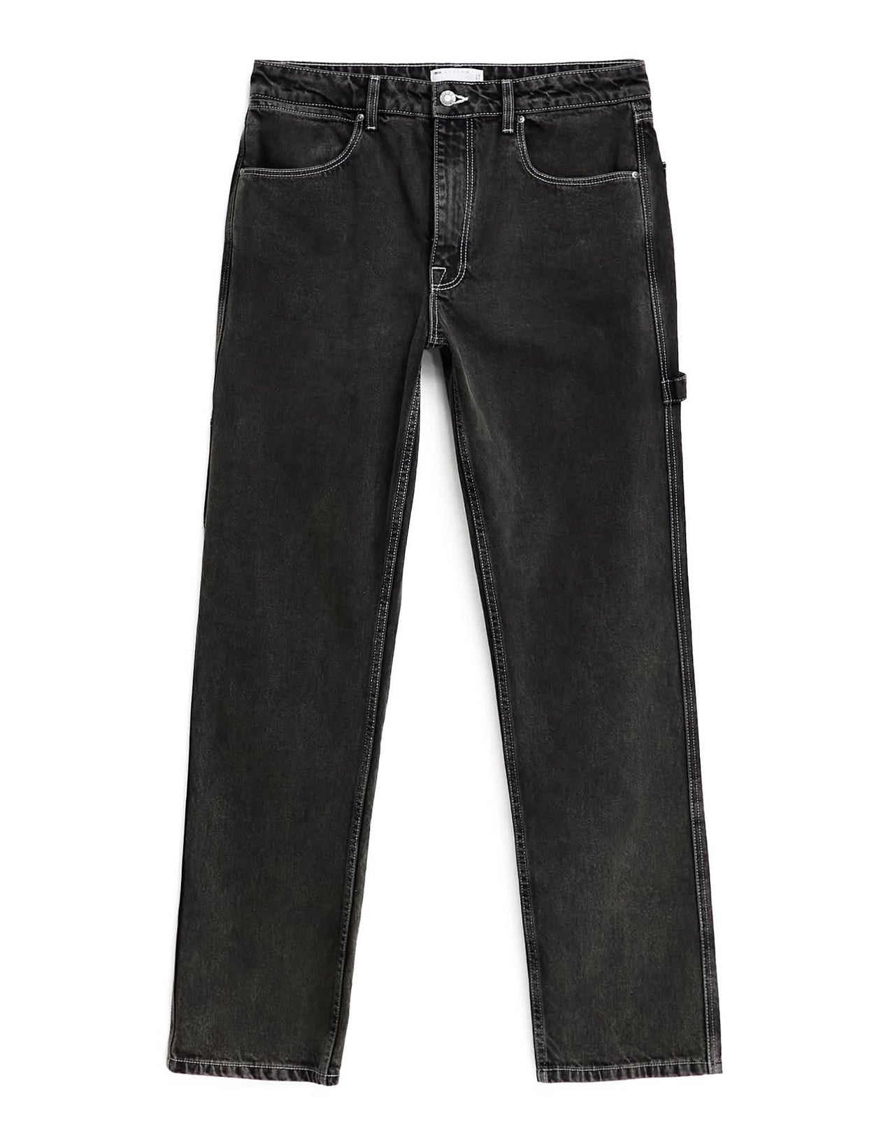 ASOS DESIGN straight leg jeans with carpenter detailing in black wash - ASOS Sample Sale EU Store