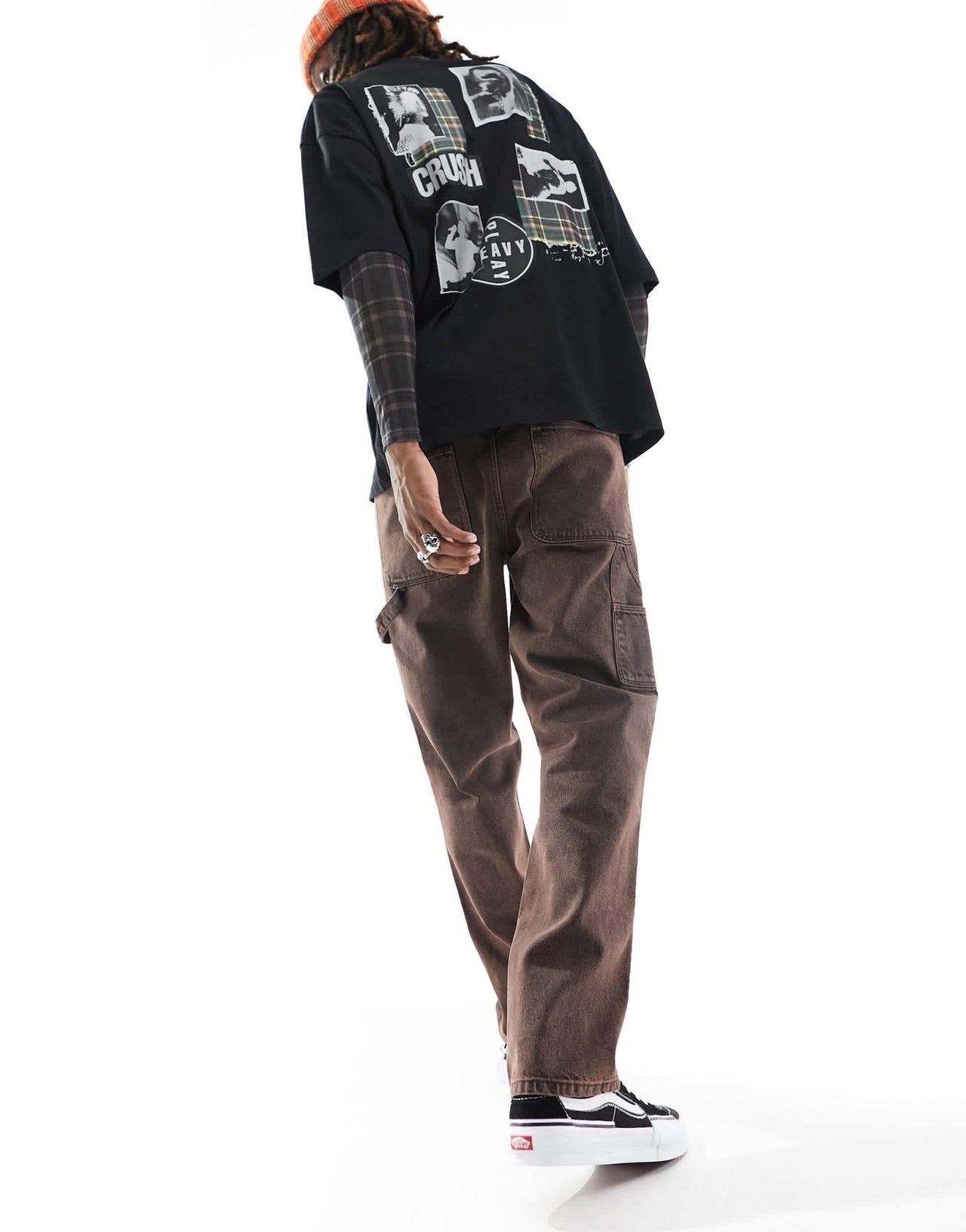 ASOS DESIGN straight leg jeans with carpenter detailing in dark brown wash - ASOS Sample Sale EU Store