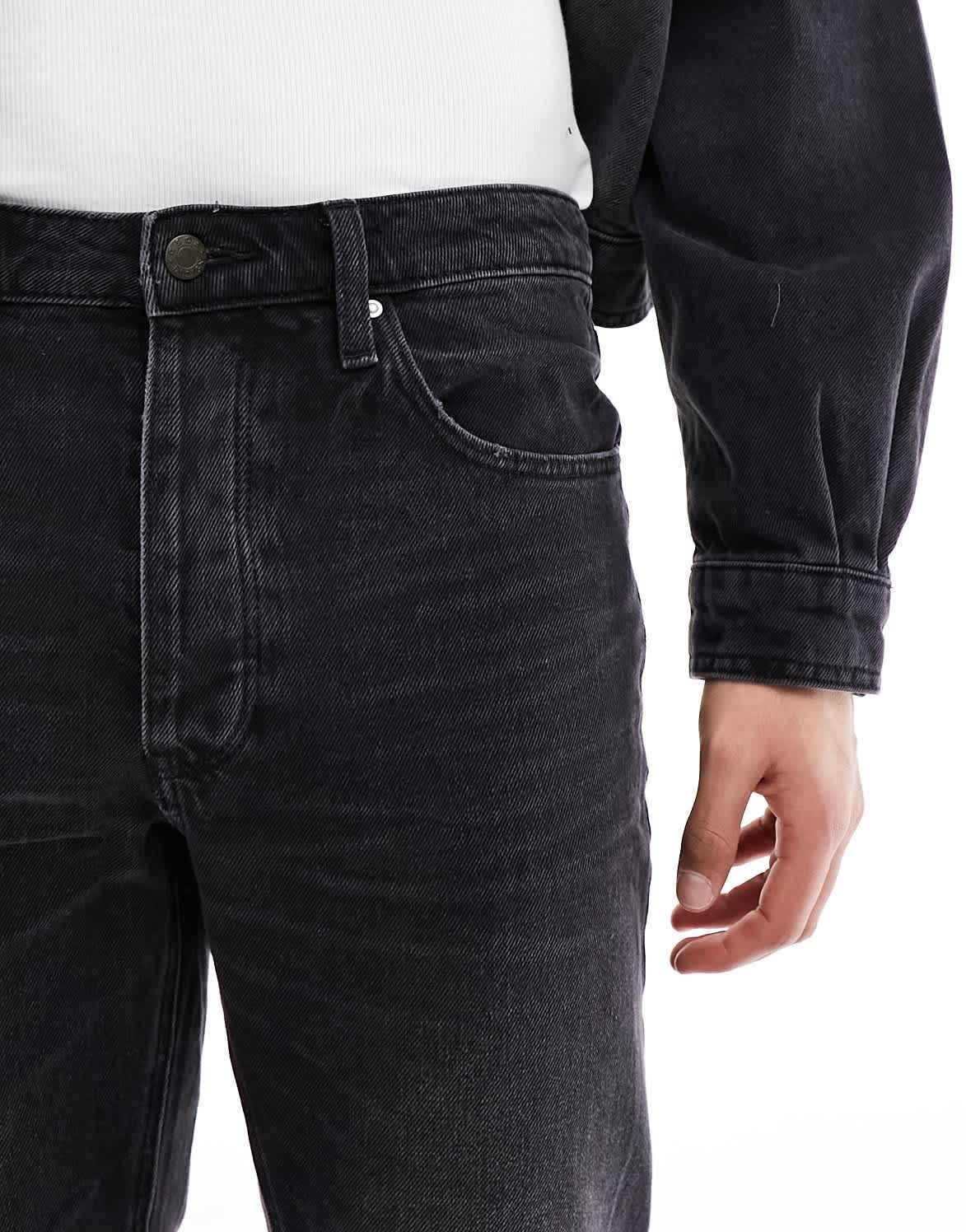 ASOS DESIGN straight leg jeans with knee rip in vintage washed black - ASOS Sample Sale EU Store