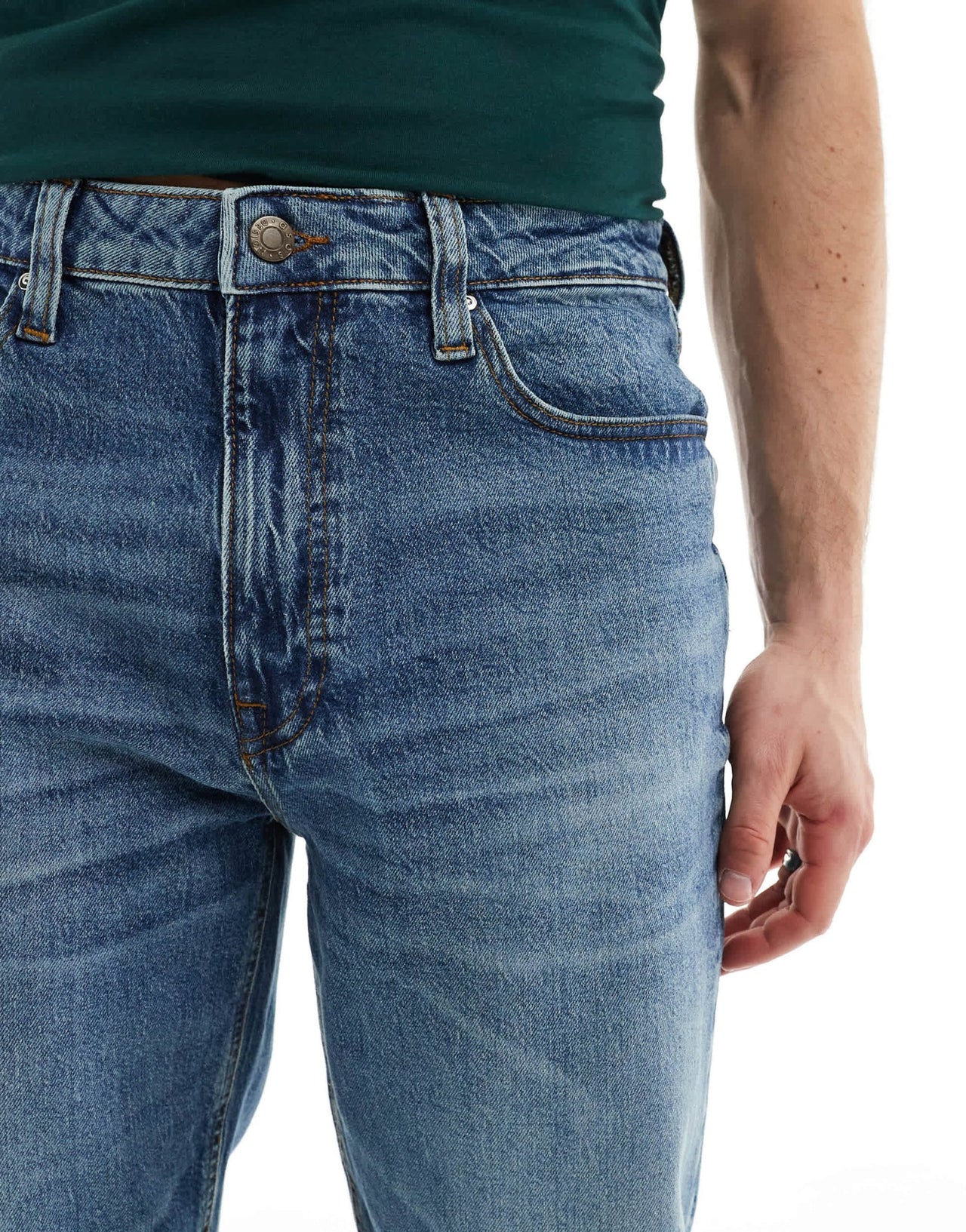 ASOS DESIGN straight leg jeans with stretch in mid wash blue - ASOS Sample Sale EU Store