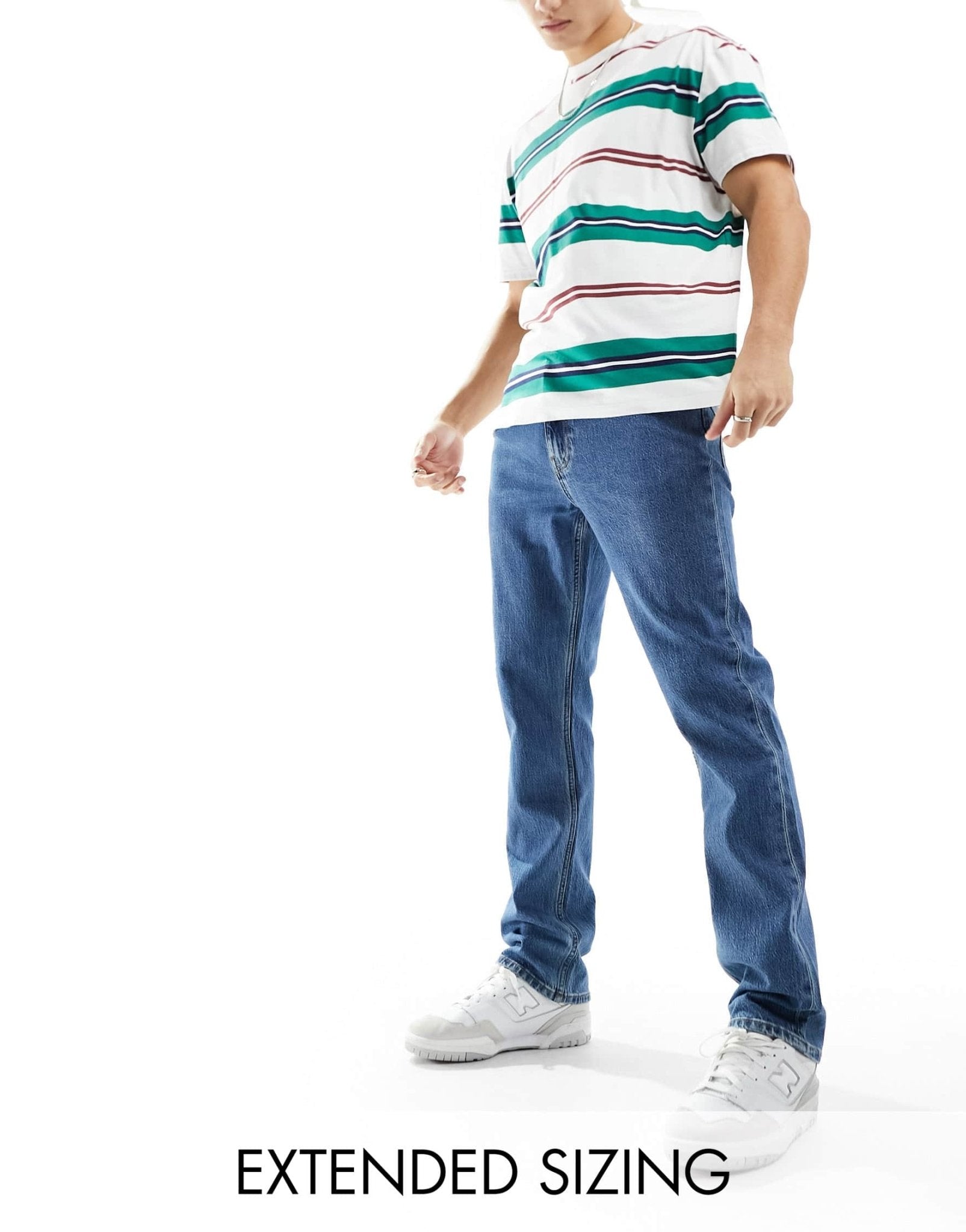 ASOS DESIGN straight leg jeans with stretch in mid wash blue - ASOS Sample Sale EU Store