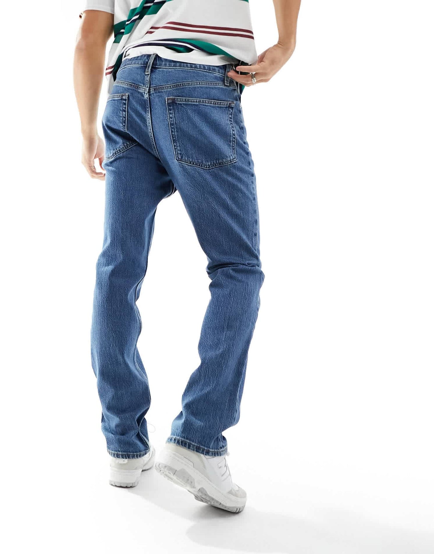 ASOS DESIGN straight leg jeans with stretch in mid wash blue - ASOS Sample Sale EU Store