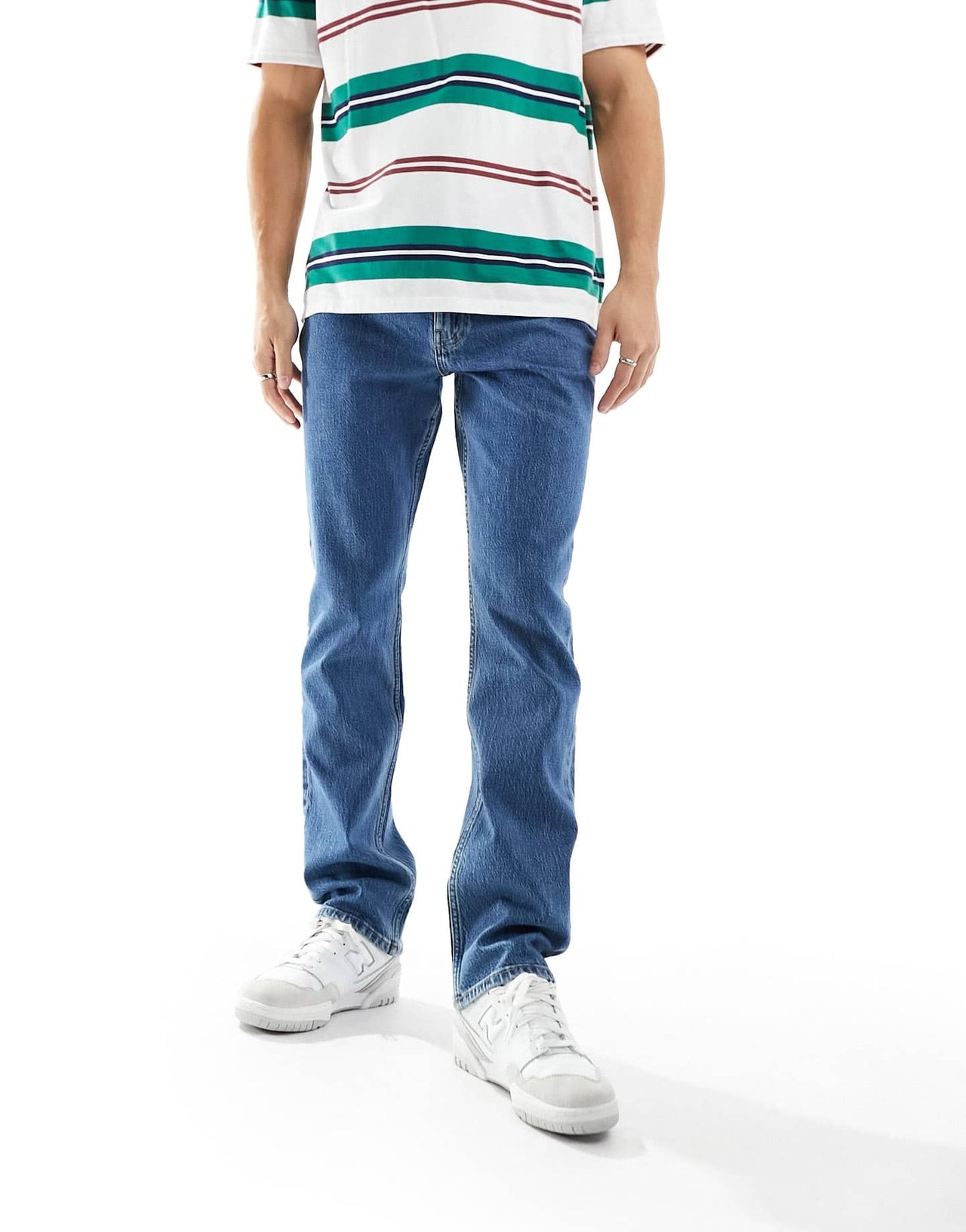 ASOS DESIGN straight leg jeans with stretch in mid wash blue - ASOS Sample Sale EU Store