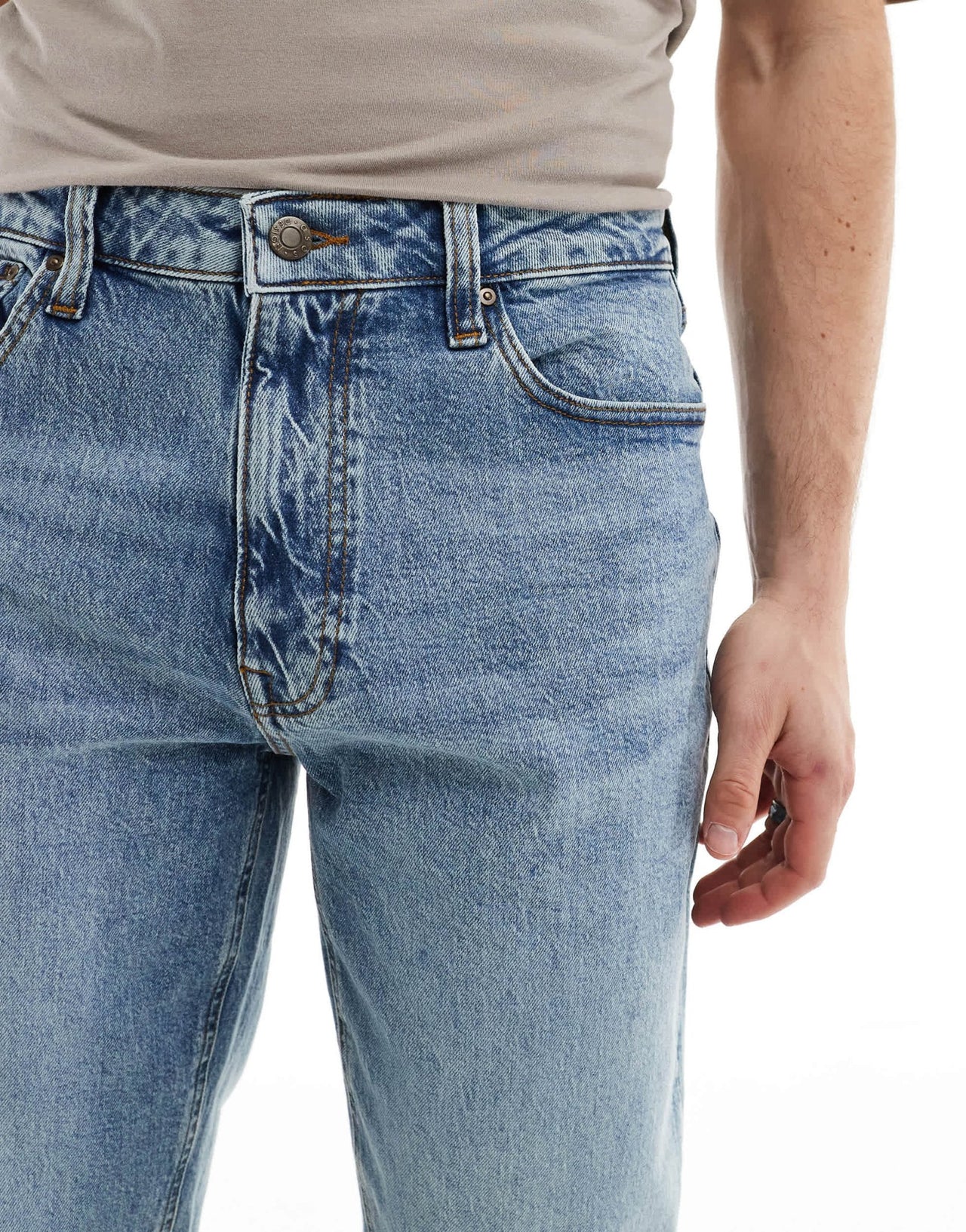 ASOS DESIGN straight leg jeans with stretch in mid wash blue - ASOS Sample Sale EU Store