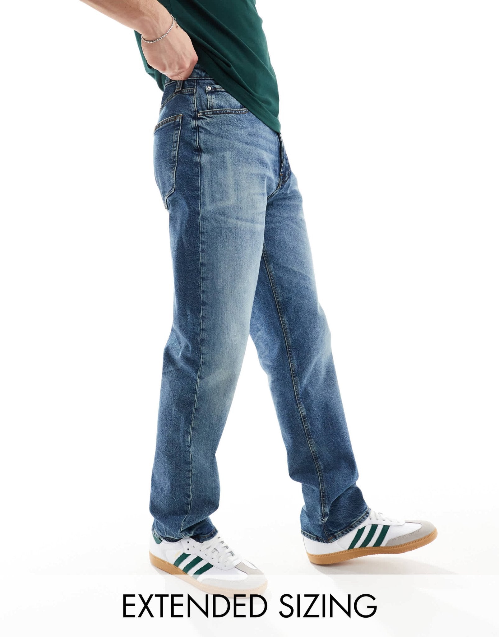 ASOS DESIGN straight leg jeans with stretch in mid wash blue - ASOS Sample Sale EU Store
