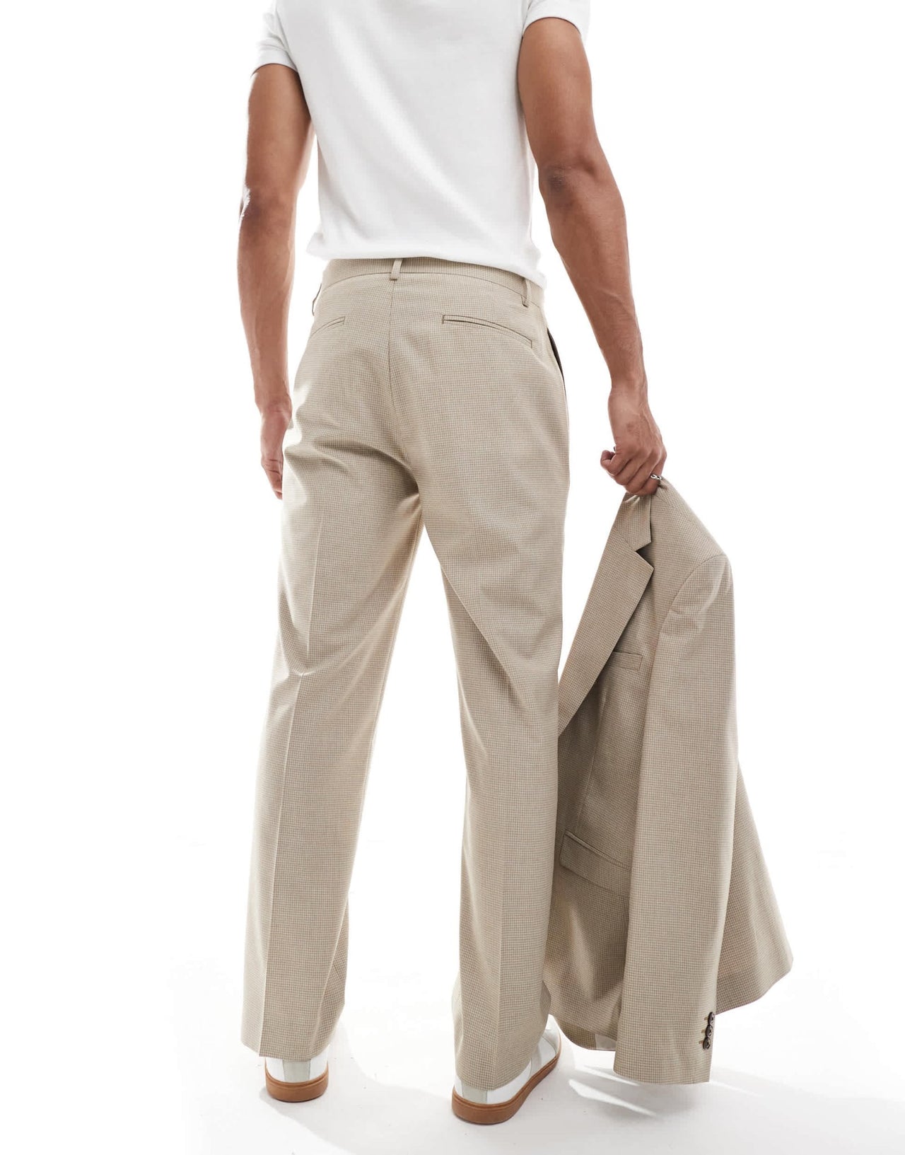 ASOS DESIGN straight leg suit trousers in neutral tonal puppytooth - ASOS Sample Sale EU Store
