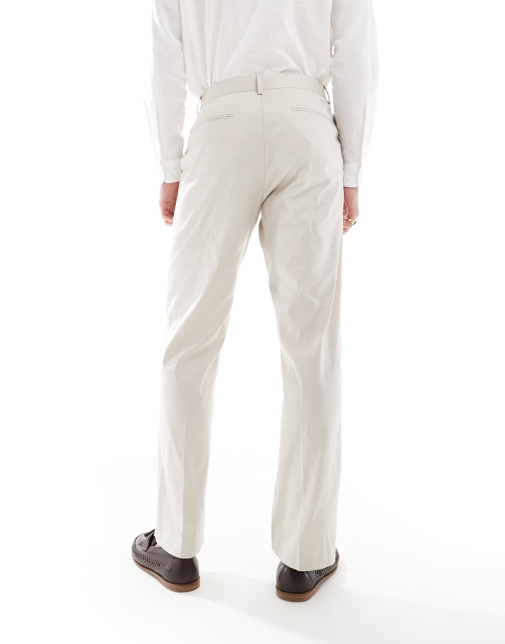 ASOS DESIGN straight with linen suit trouser in stone - ASOS Sample Sale EU Store