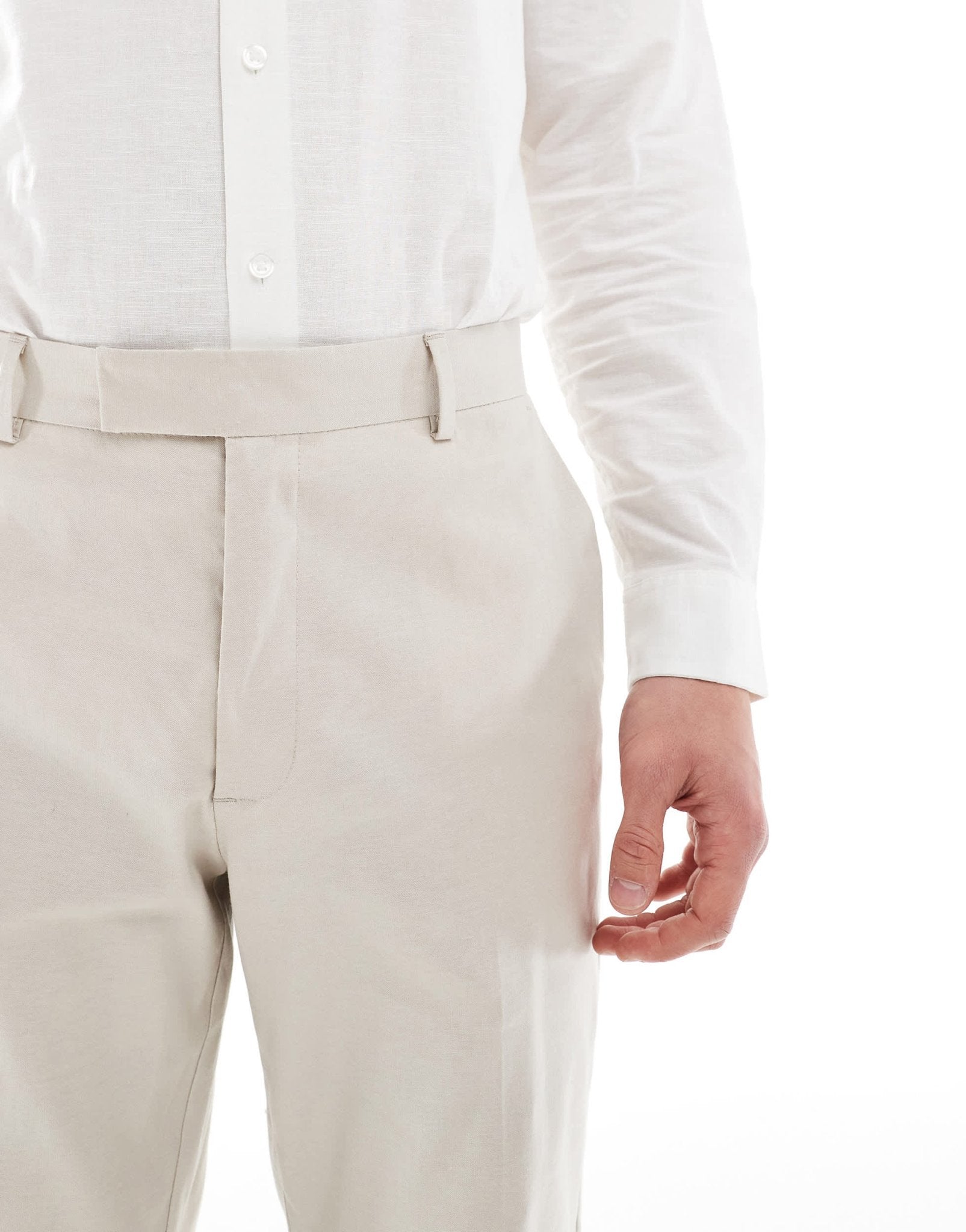 ASOS DESIGN straight with linen suit trouser in stone - ASOS Sample Sale EU Store