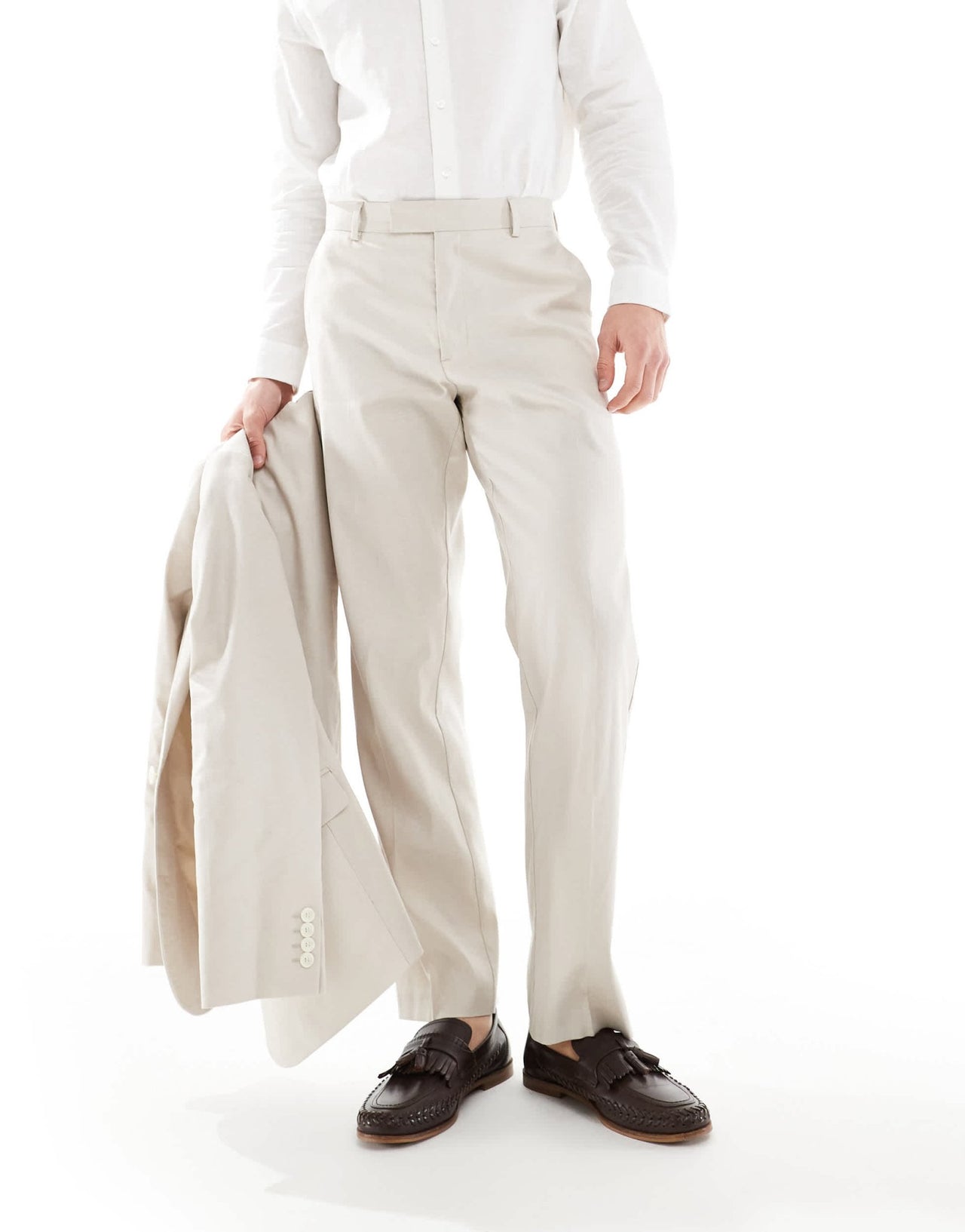 ASOS DESIGN straight with linen suit trouser in stone - ASOS Sample Sale EU Store