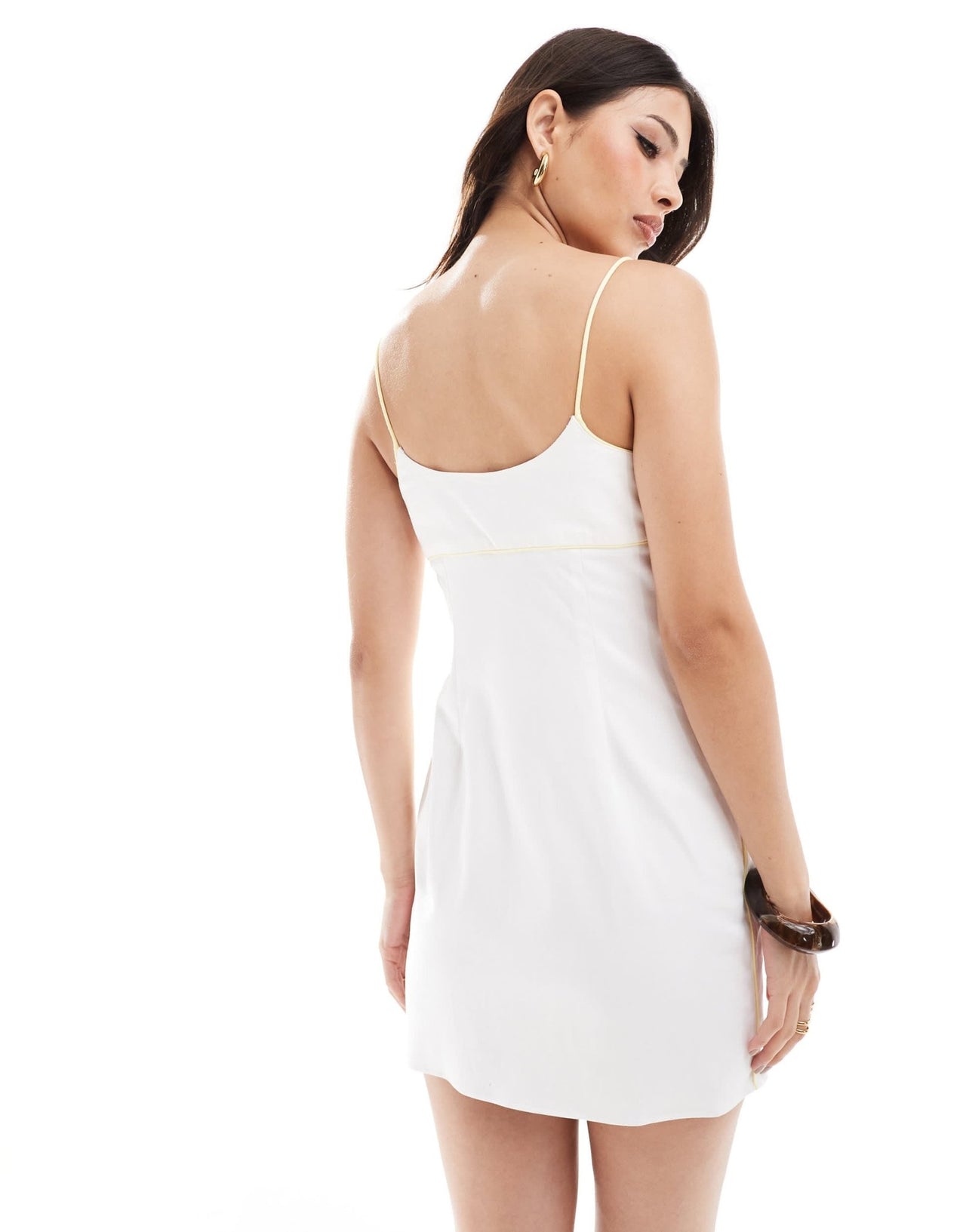 ASOS DESIGN strappy mini dress with contrast buttermilk trim in white - ASOS Sample Sale EU Store