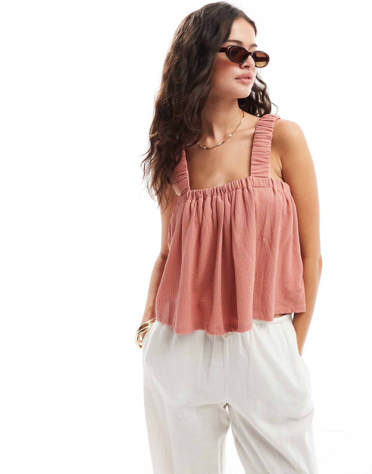 ASOS DESIGN strappy tie back smock top in dusty pink - ASOS Sample Sale EU Store
