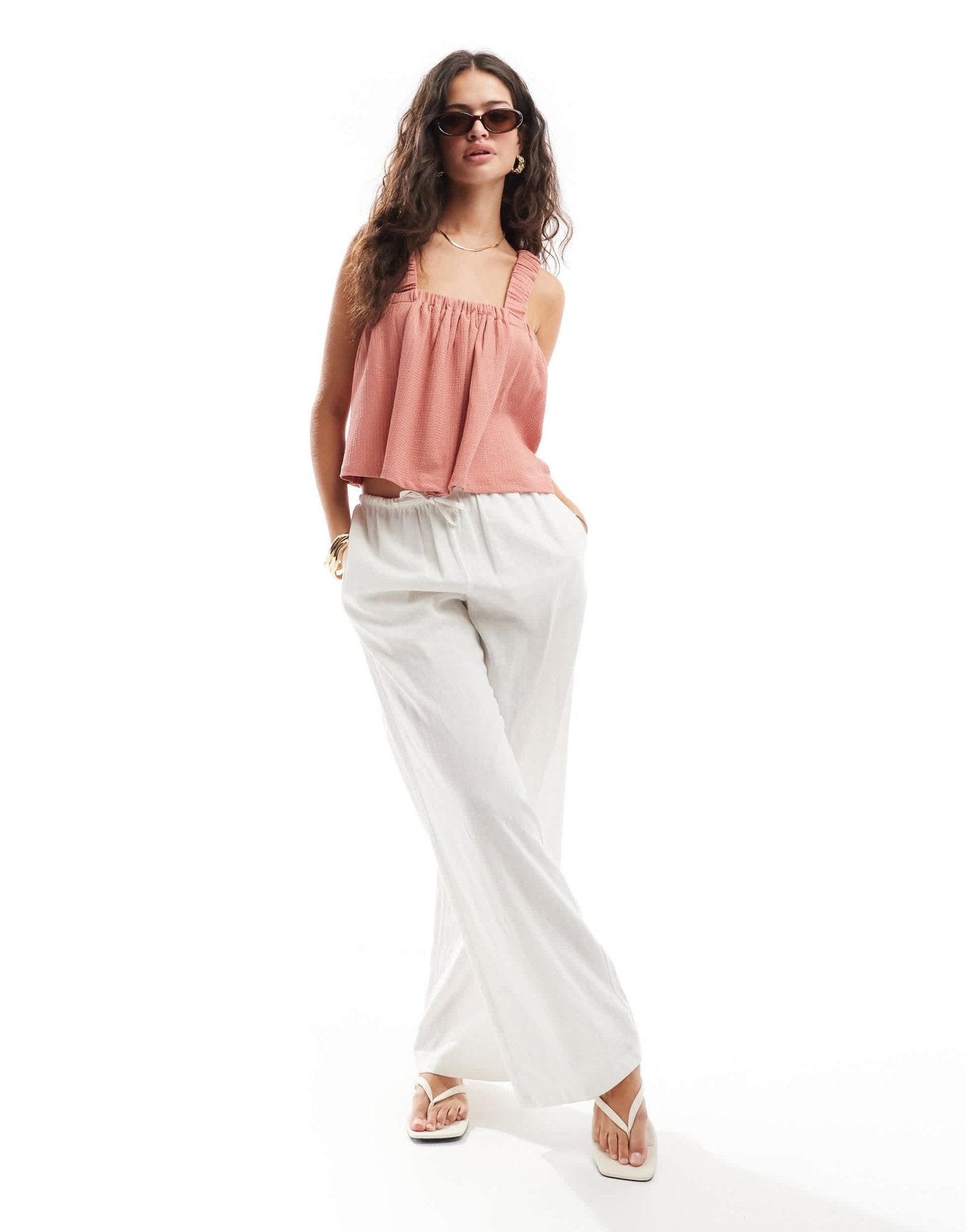ASOS DESIGN strappy tie back smock top in dusty pink - ASOS Sample Sale EU Store