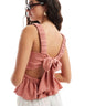 ASOS DESIGN strappy tie back smock top in dusty pink