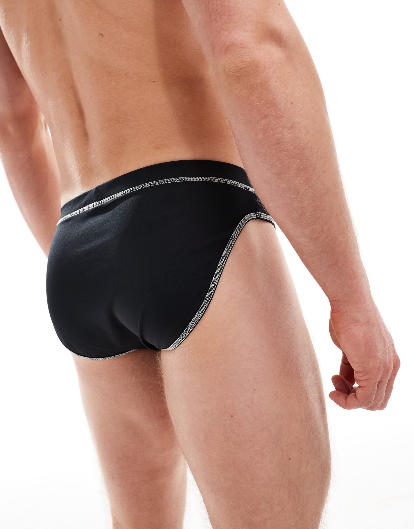 ASOS DESIGN stretch brief in black with white stitch detail - ASOS Sample Sale EU Store