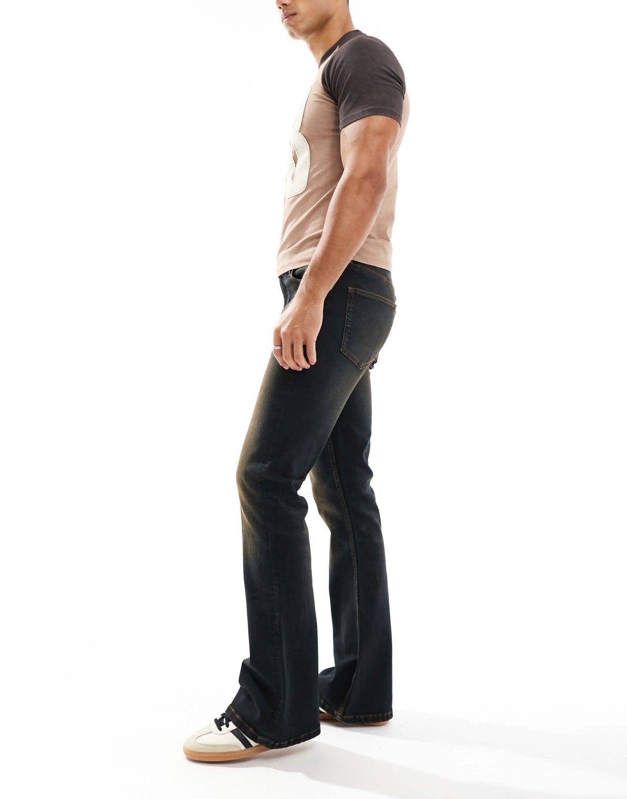 ASOS DESIGN stretch flare jeans in black with brown tint - ASOS Sample Sale EU Store