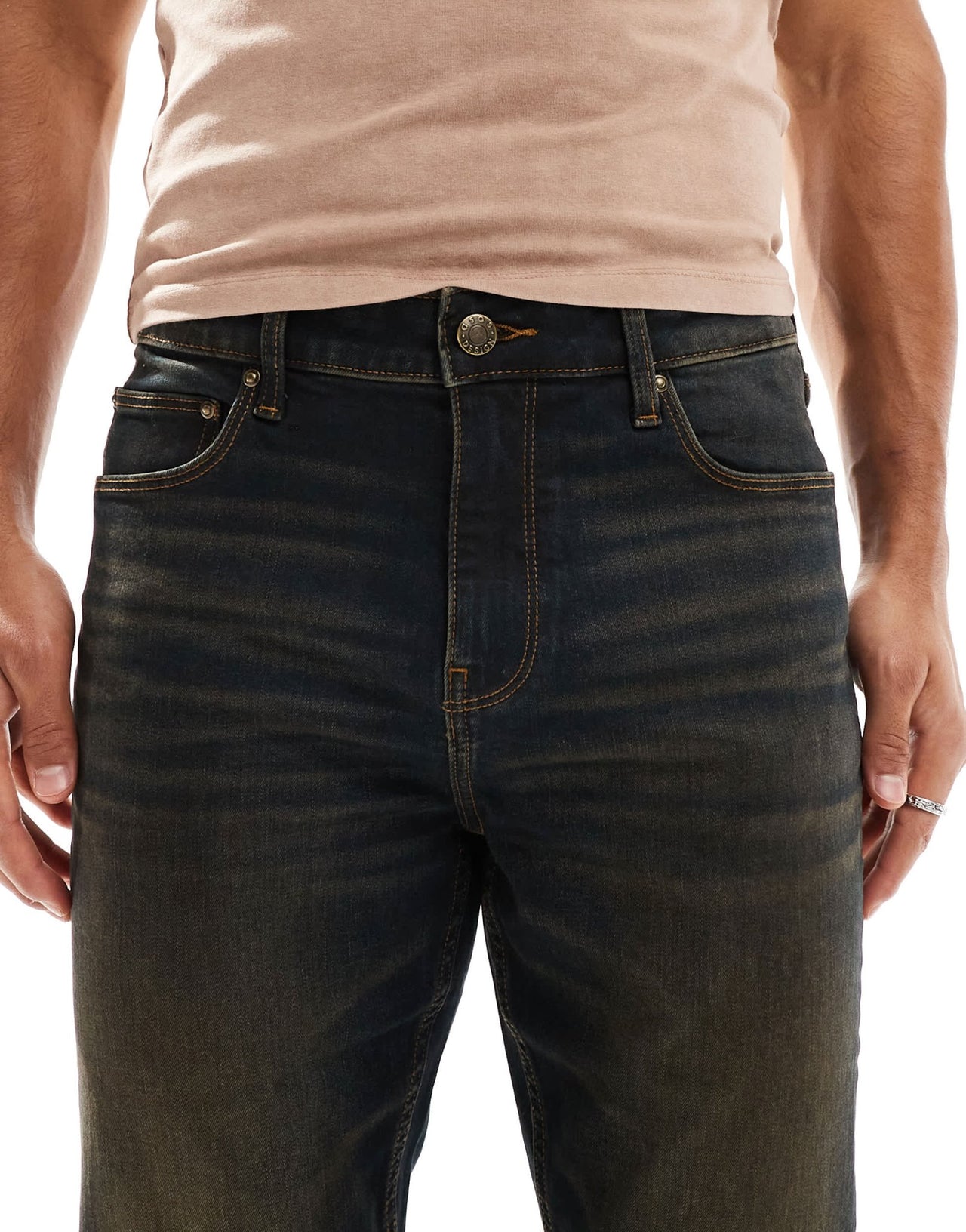 ASOS DESIGN stretch flare jeans in black with brown tint - ASOS Sample Sale EU Store