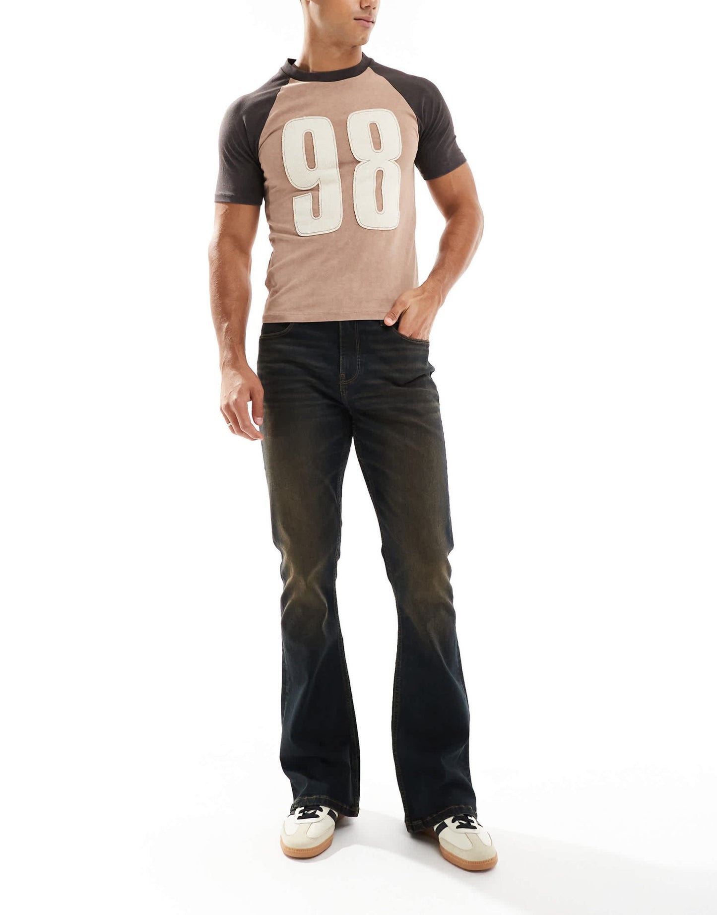 ASOS DESIGN stretch flare jeans in black with brown tint - ASOS Sample Sale EU Store