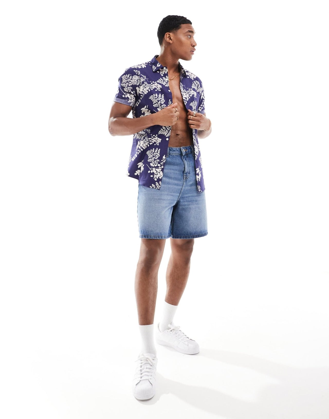 ASOS DESIGN stretch slim shirt in navy floral print - ASOS Sample Sale EU Store