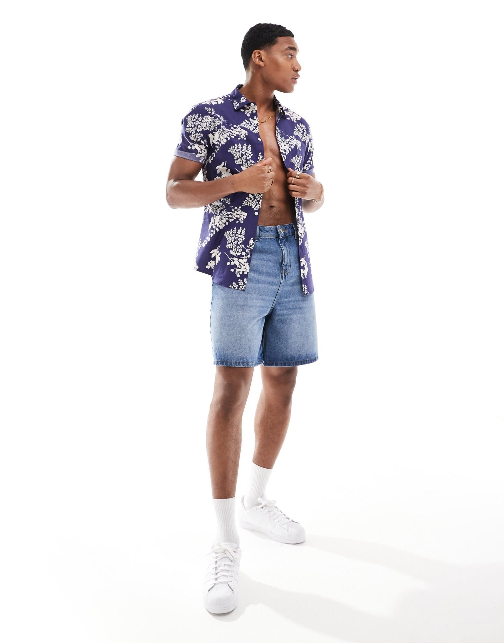 ASOS DESIGN stretch slim shirt in navy floral print - ASOS Sample Sale EU Store