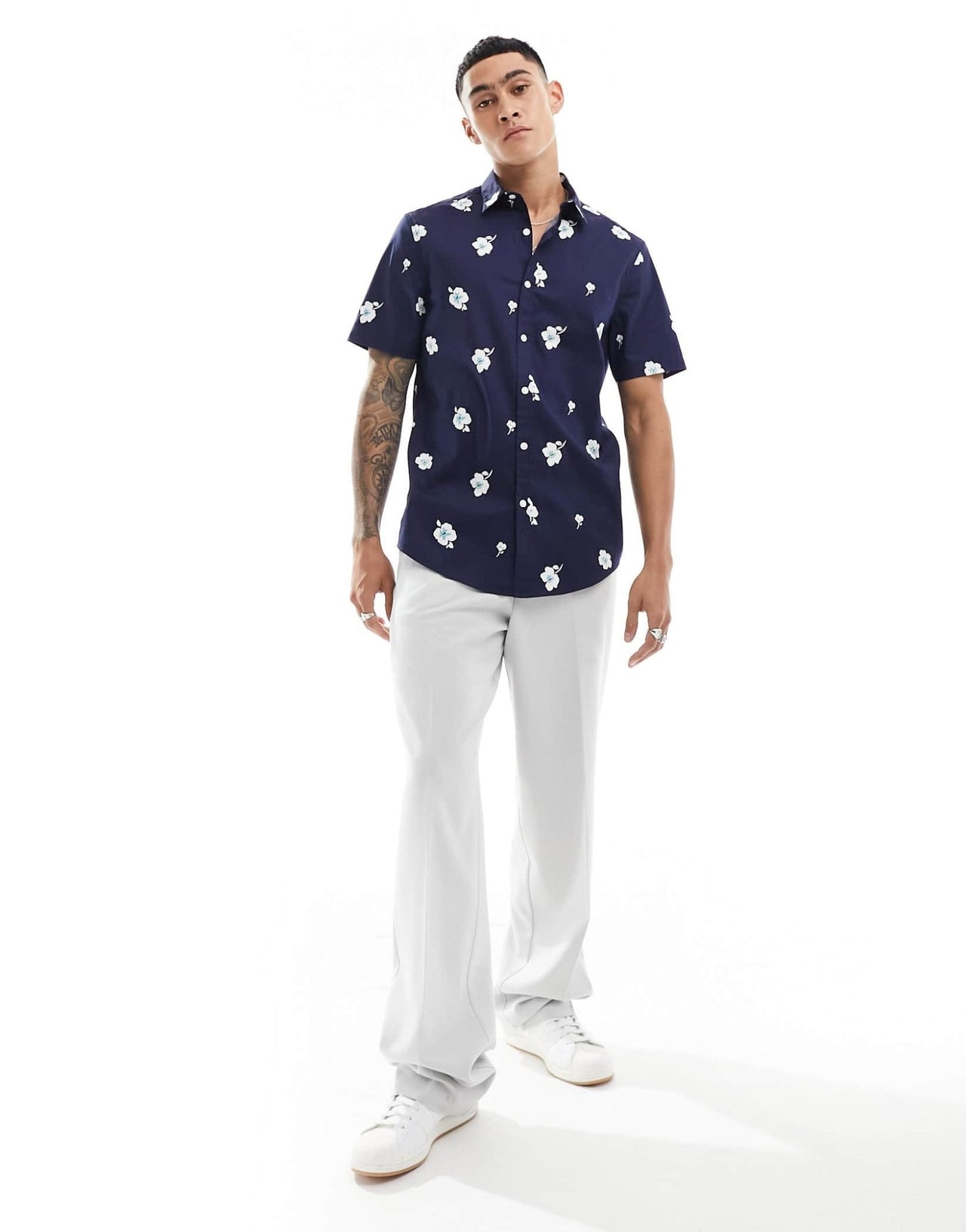 ASOS DESIGN stretch slim shirt in navy floral print - ASOS Sample Sale EU Store