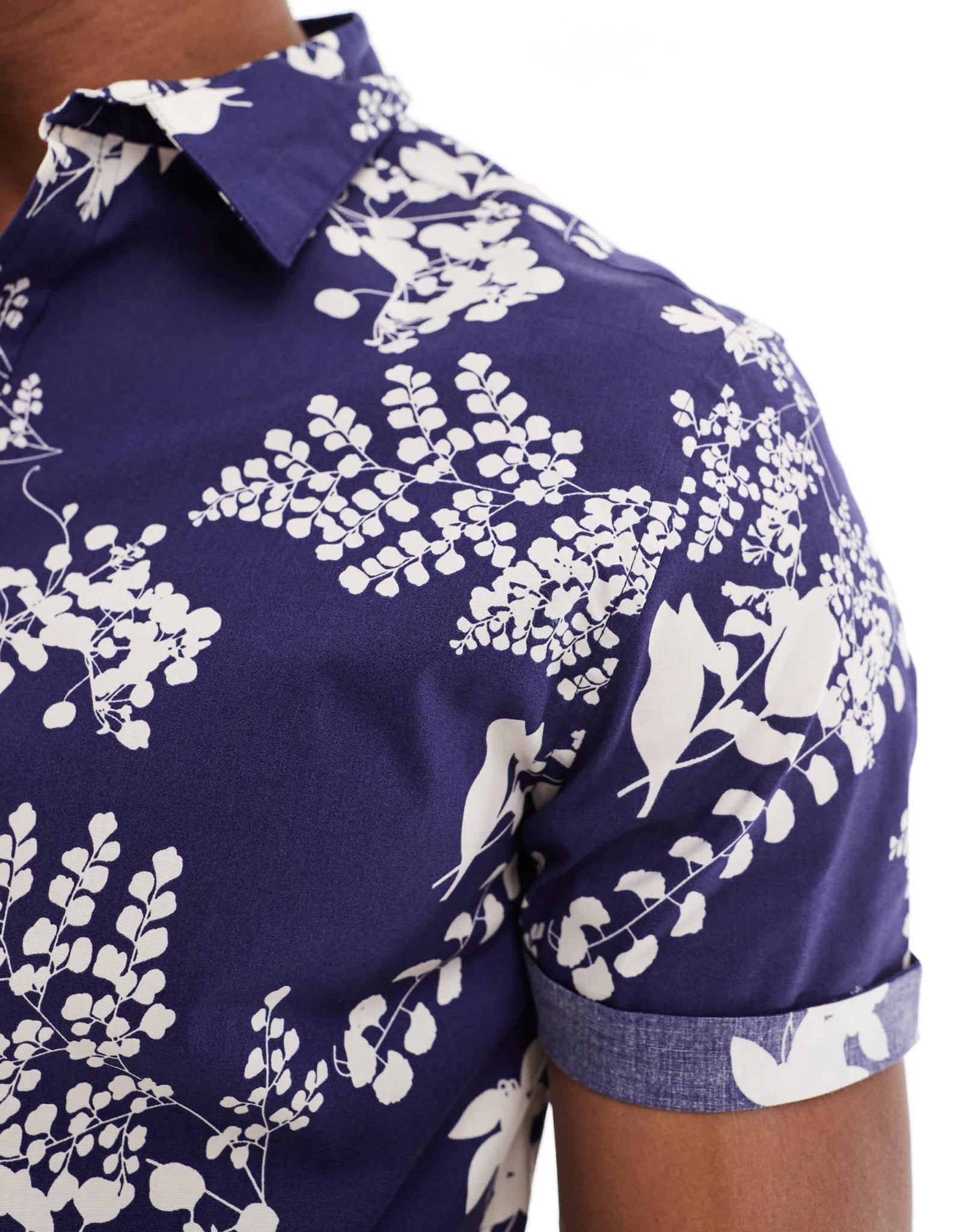 ASOS DESIGN stretch slim shirt in navy floral print - ASOS Sample Sale EU Store